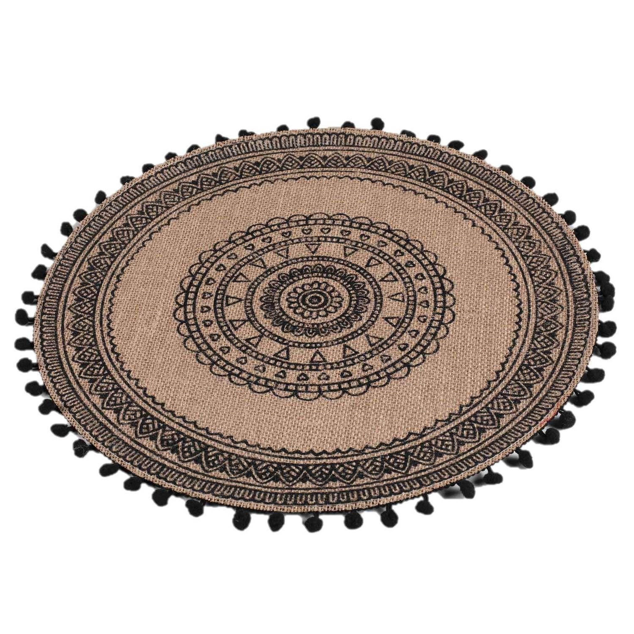 Voir la diapositive 3 : TOILINUX Lot de 2 sets de table en jute avec pompons AZUSA