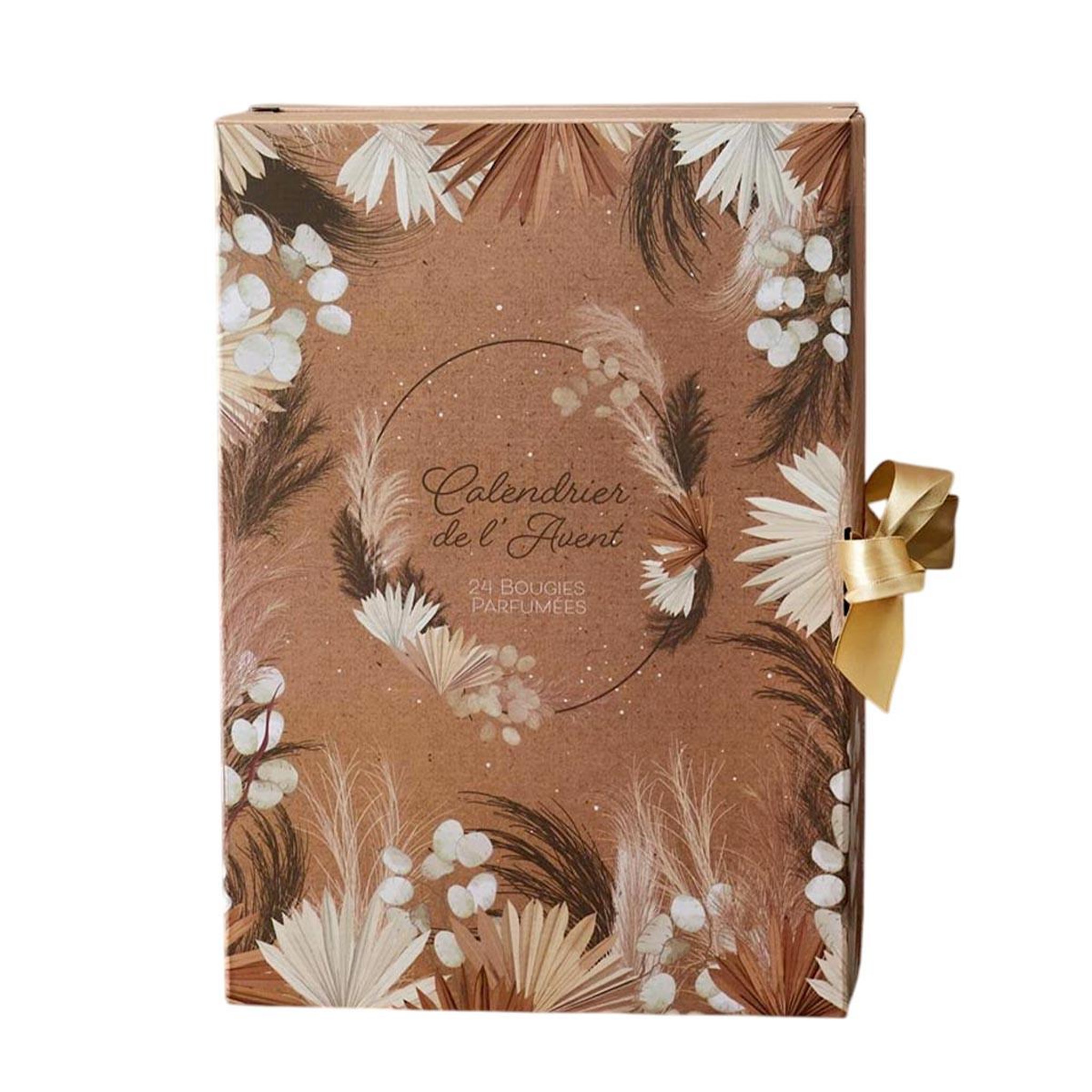 Voir la diapositive 1 : The Home Deco Factory Calendrier de l'avent 24 bougies parfumées  nature  30cm marron