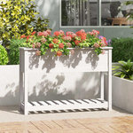 VIDAXL Jardiniere et etagere Blanc 111,5x34,5x81 cm Bois massif de pin