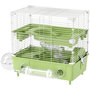 Voir la diapositive 1 : PAWHUT Cage pour hamster 2 niveaux roue sphère bac à sable tuyaux biberon eau dim. 44,5 x 28 x 44 cm blanc vert
