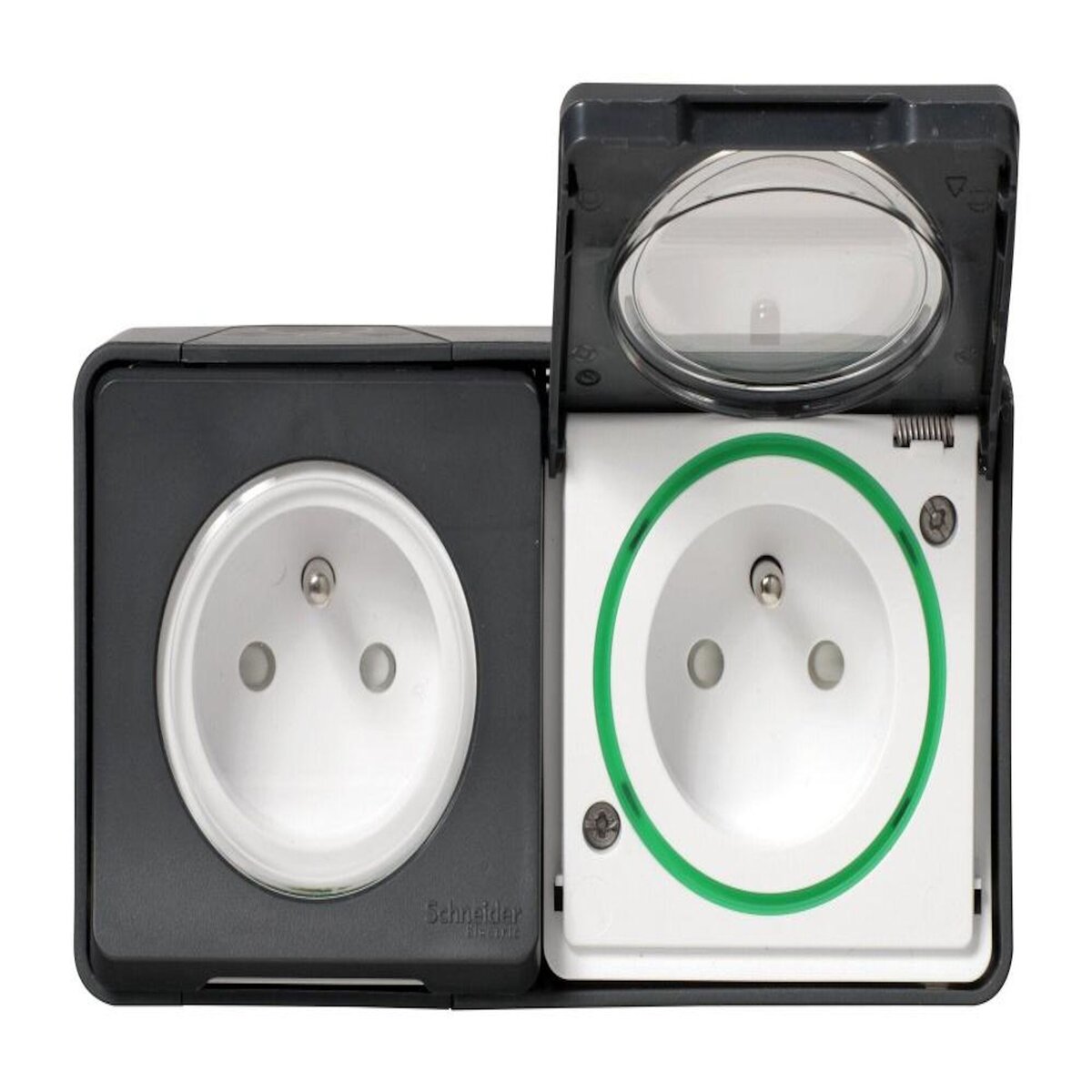 Schneider Electric Double prise avec terre saillie Mureva Styl, SCHNEIDER ELECTRIC, anthracite
