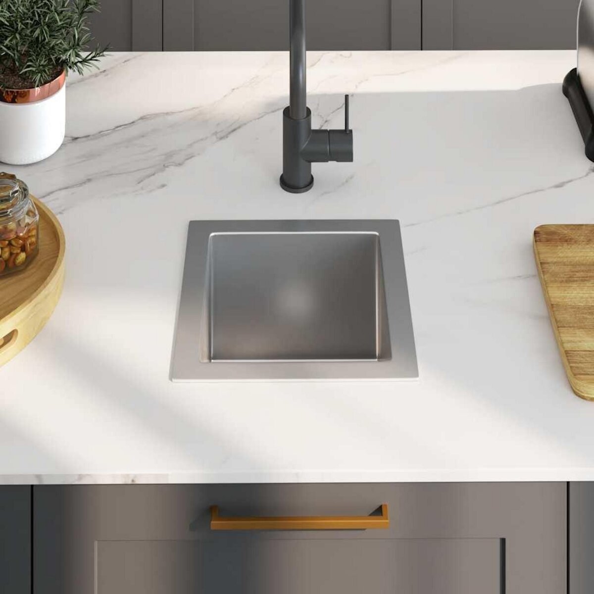 VIDAXL Evier de cuisine fait main Acier inoxydable