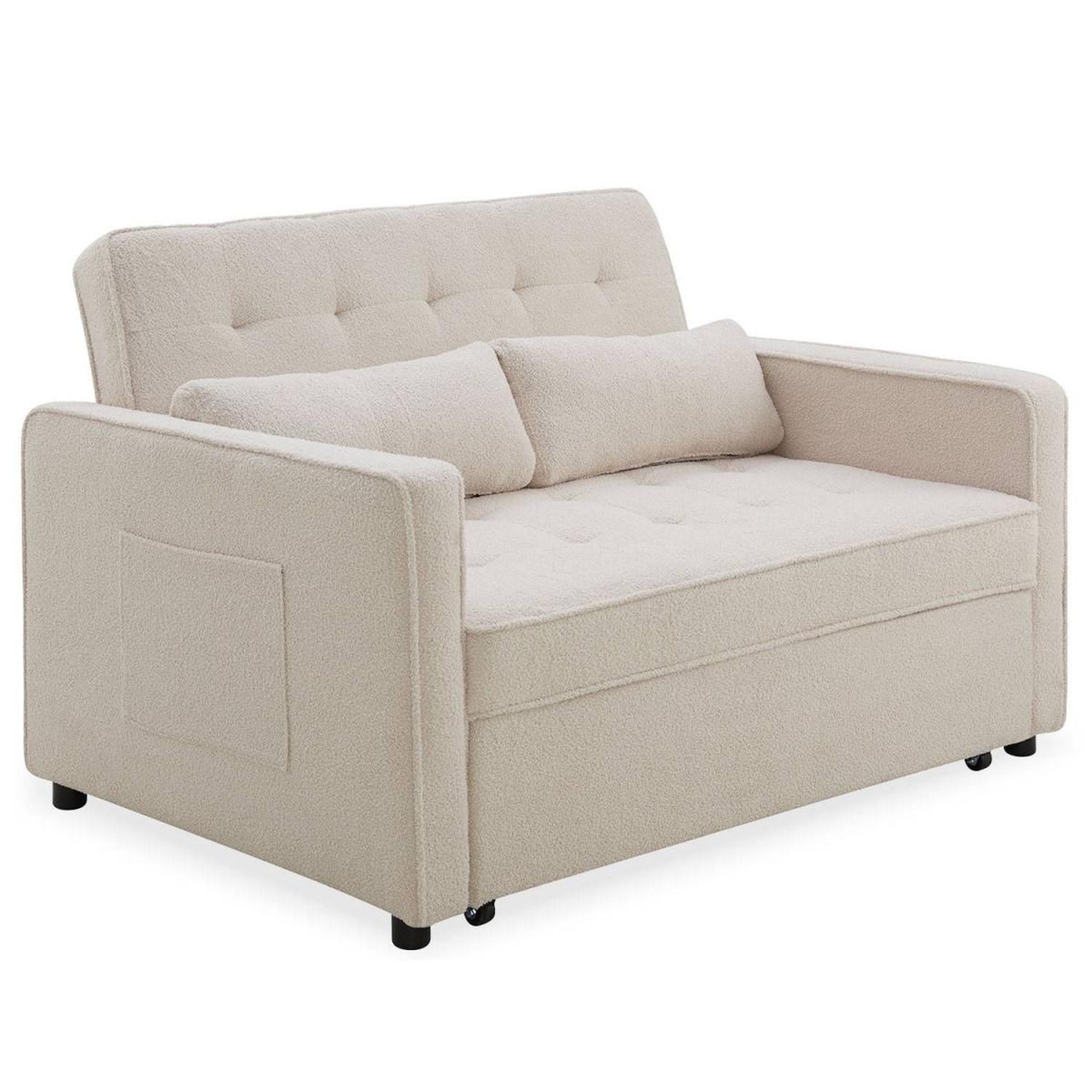 Voir la diapositive 3 : Paris Prix Canapé Convertible 2 Places Bouclette  Léa  133cm Beige