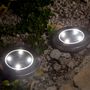 Voir la diapositive 3 : Lumisky Lot de 8 spots solaires ronds DECKY Argent Acier inoxydable D12cm