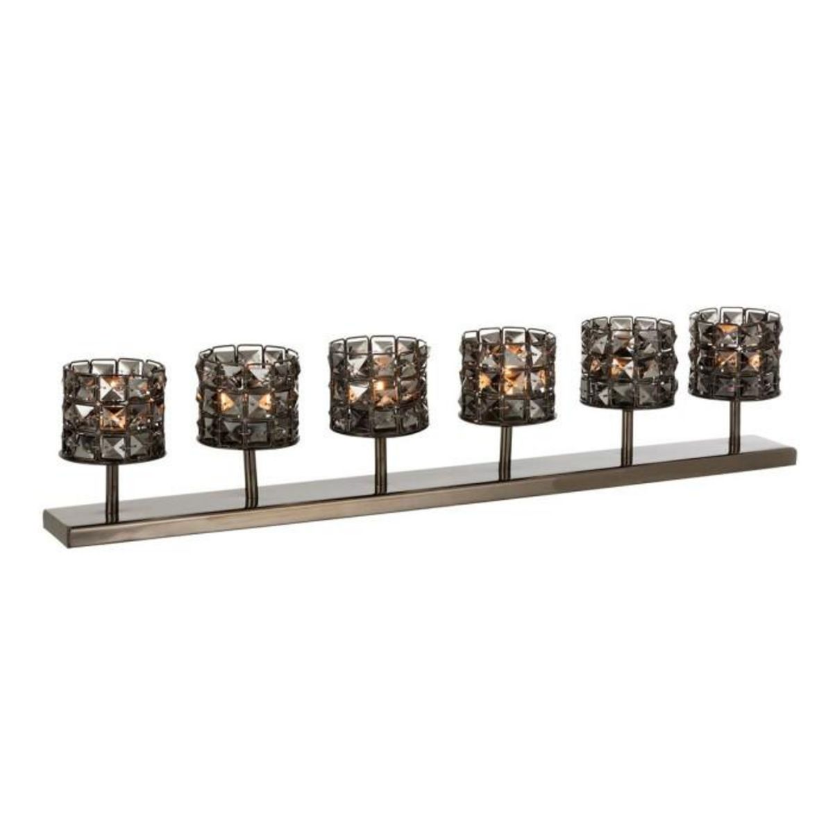 Paris Prix Lot de 6 Photophores avec Cristaux  Gilo  61cm Gris