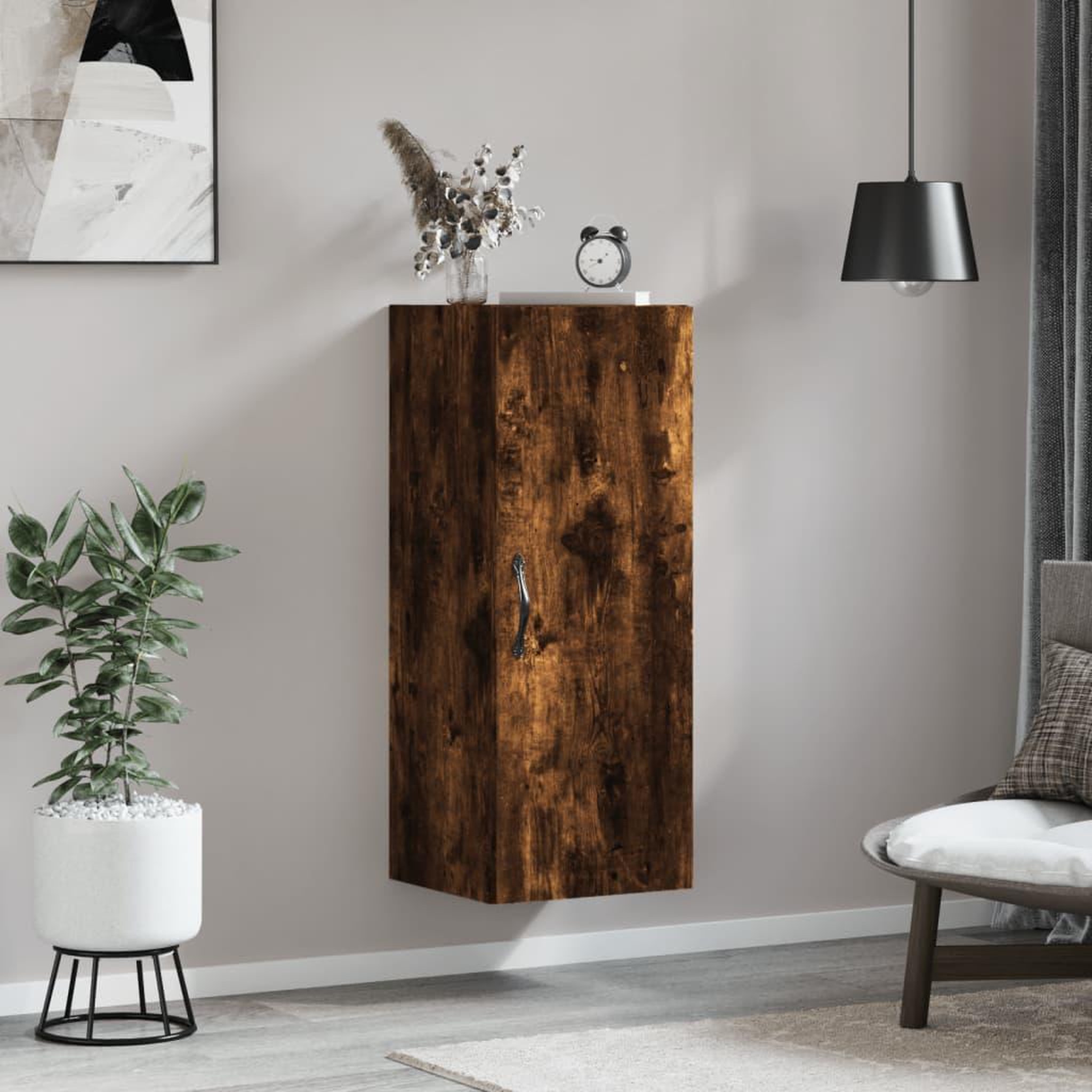 VIDAXL Armoire murale chene fume 34,5x34x90 cm bois d'ingenierie