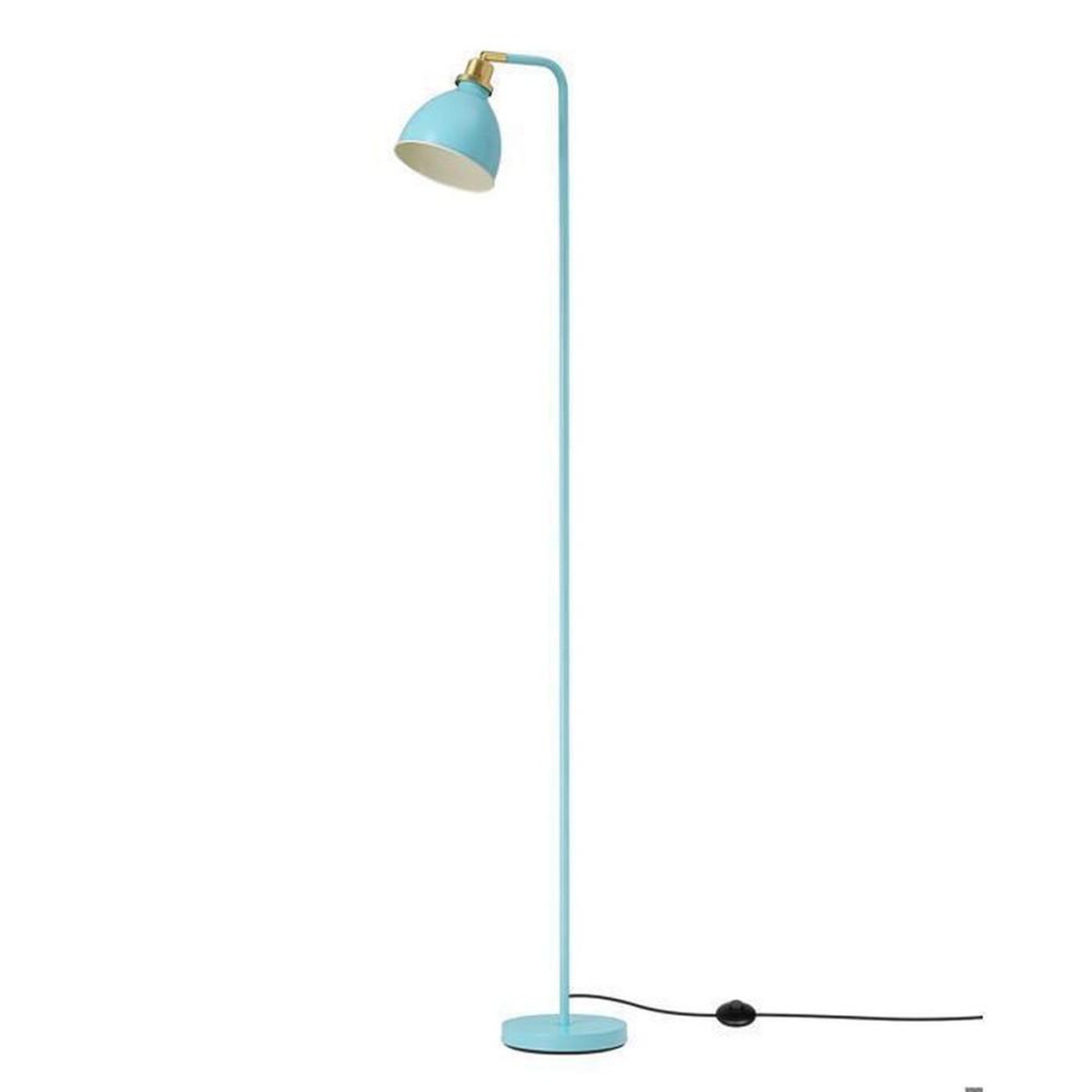 Lampadaire industriel 155 cm bleu clair abat-jour métal tête orientable 350° 2700 K E27 avec ampoule LED