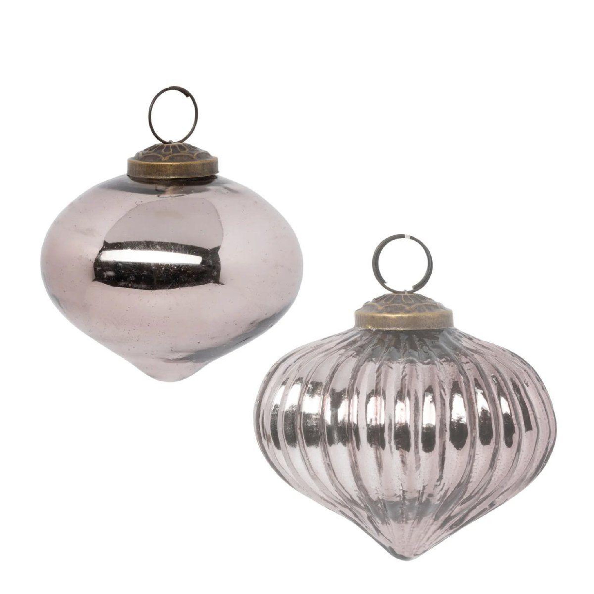 Voir la diapositive 4 : ATMOSPHERA Lot de 2 boules de noël en verre  goutte  8cm marron