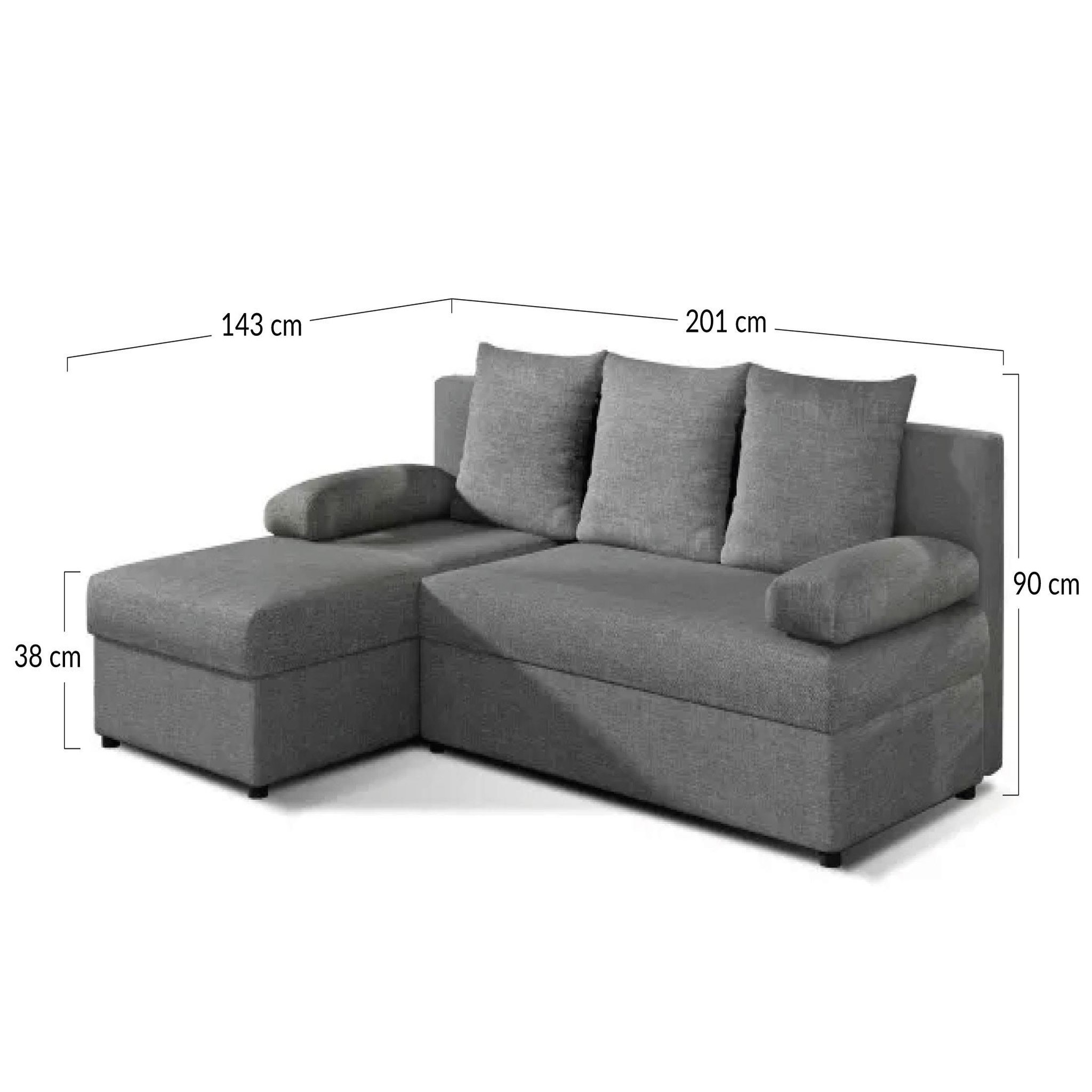 Voir la diapositive 5 : BEST MOBILIER Numancia - canapé d'angle réversible 4 places - convertible avec coffre - en tissu