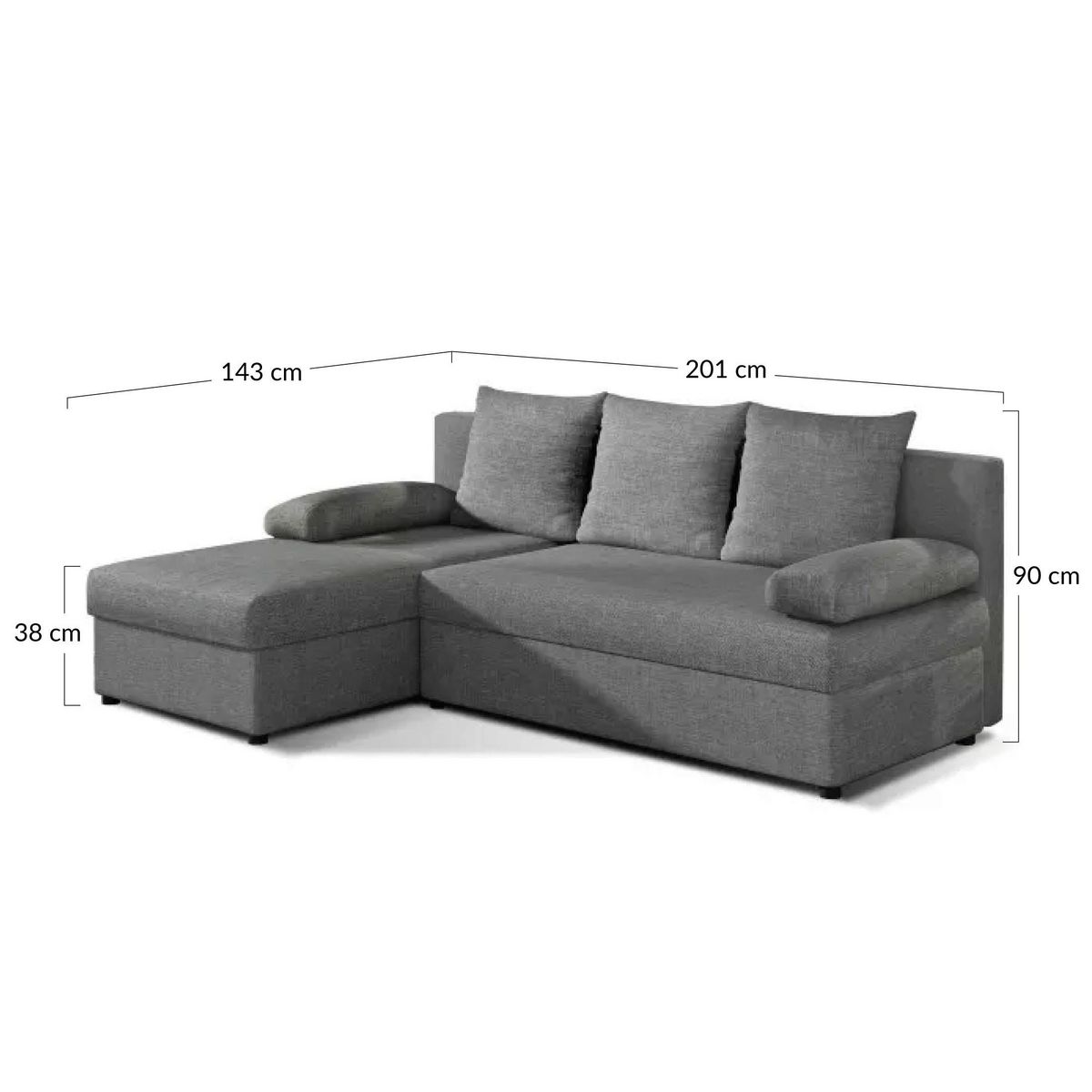 BEST MOBILIER Numancia - canapé d'angle réversible 4 places - convertible avec coffre - en tissu