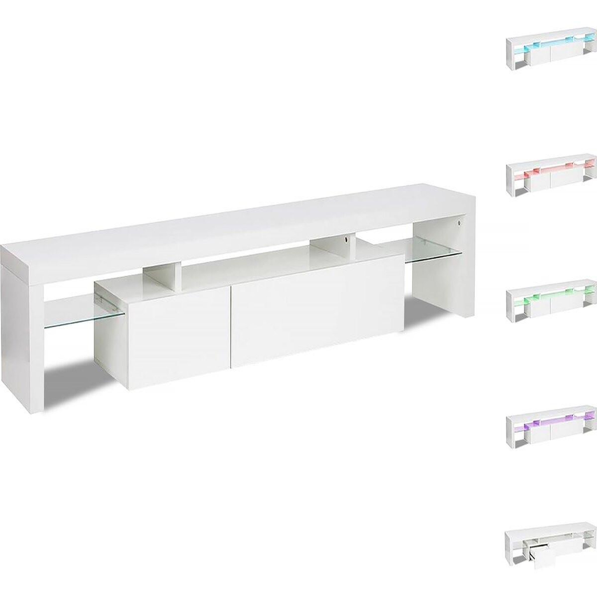 Habitat et Jardin Meuble tv led laqué  tina  - 187.5 x 34 x 38 cm - blanc