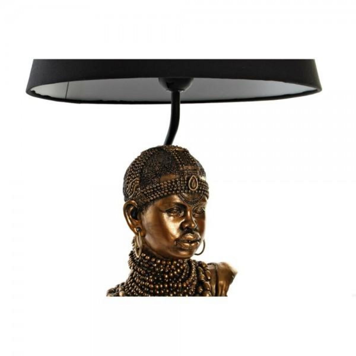 MARKET24 Lampe de bureau DKD Home Decor Noir Doré Polyester Résine Africaine (31 x 31 x 58 cm)
