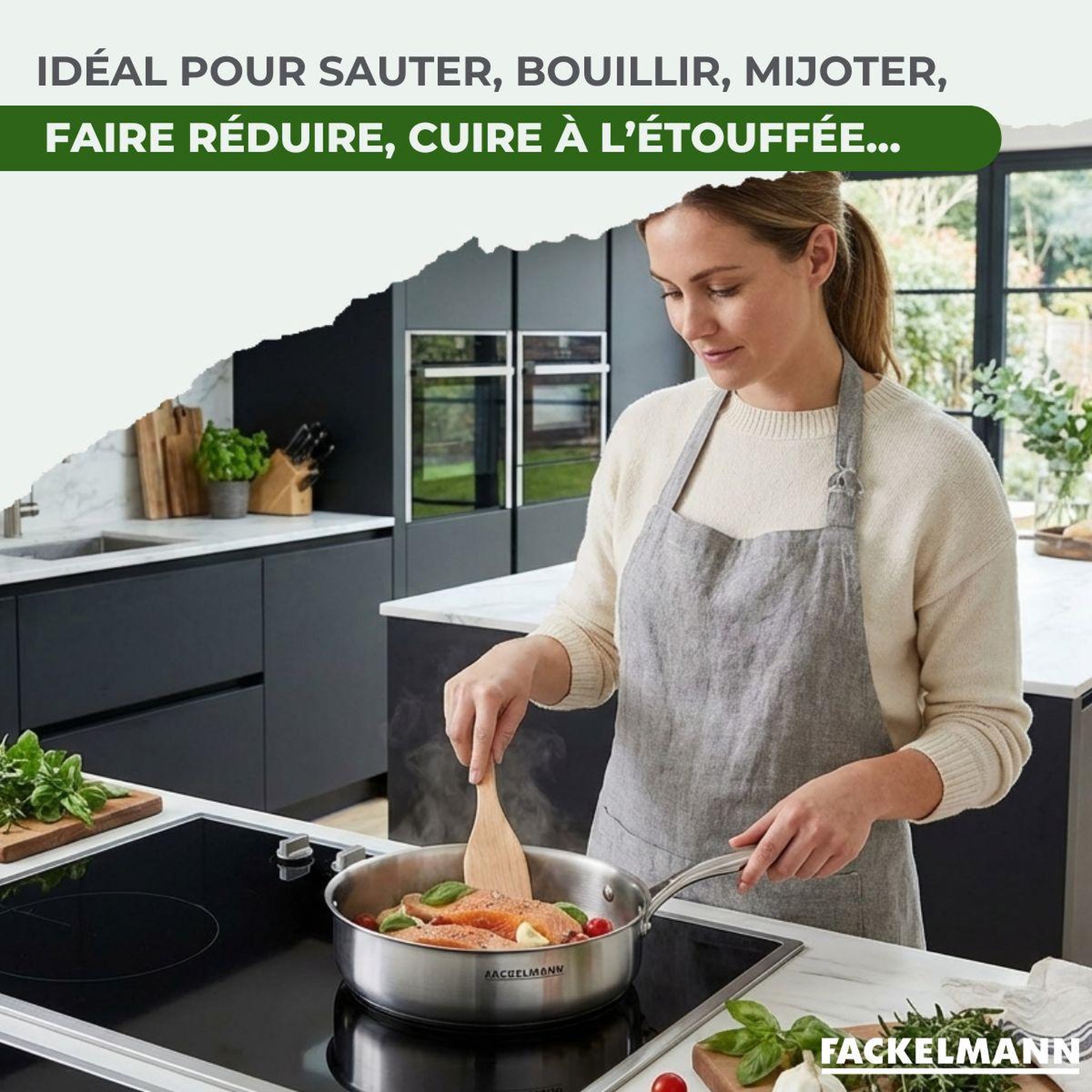 Voir la diapositive 5 : Fackelmann Set de 2 poêles de cuisson 24 cm en inox sans pfas fackelmann vita3