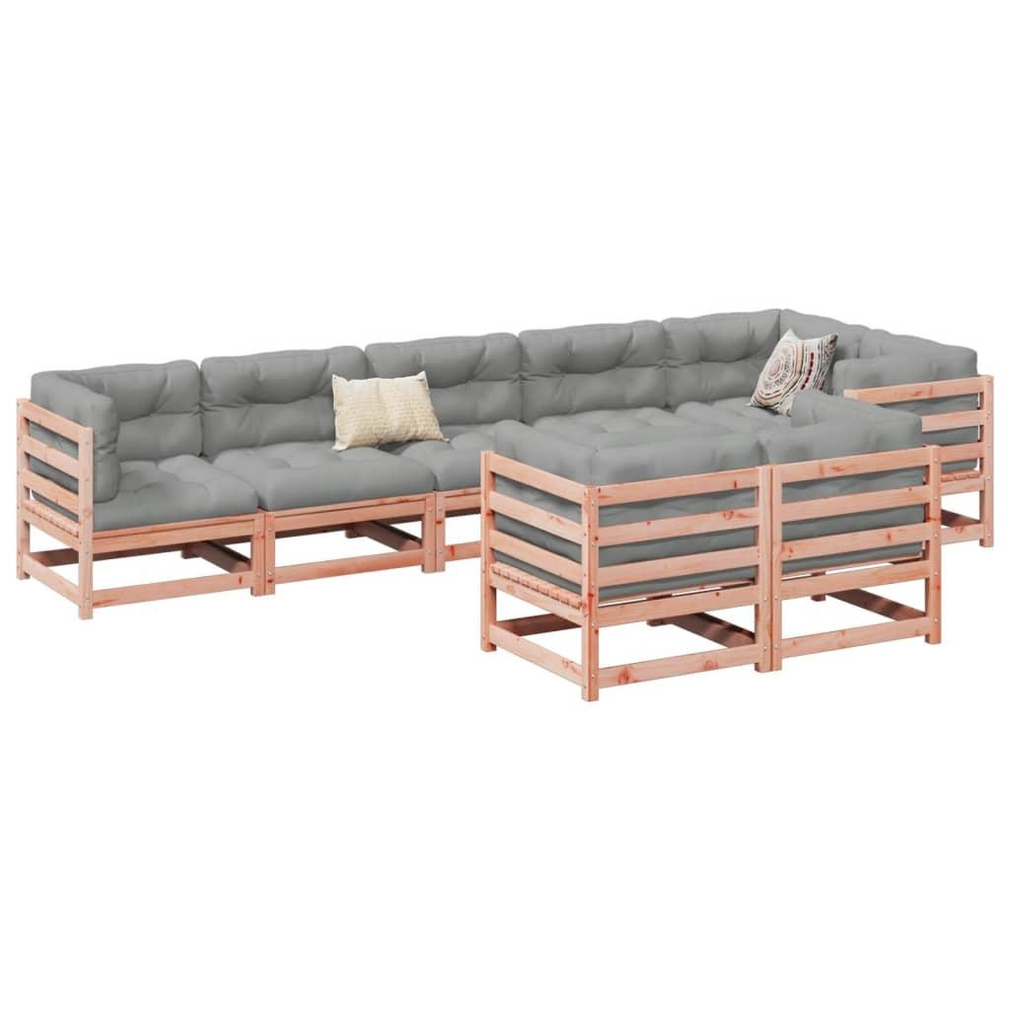 Voir la diapositive 1 : VIDAXL Salon de jardin 8 pcs avec coussins sapin douglas solide