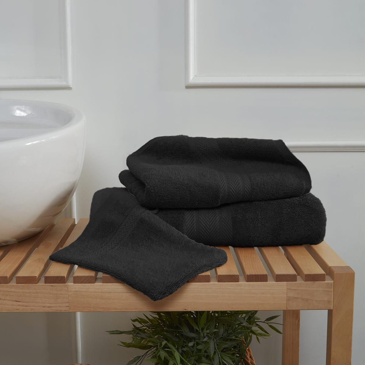 Sensei Maison Ensemble de bain 3 pièces (1 drap de bain + 1 serviette de toilette + 1 gant) LUXURY