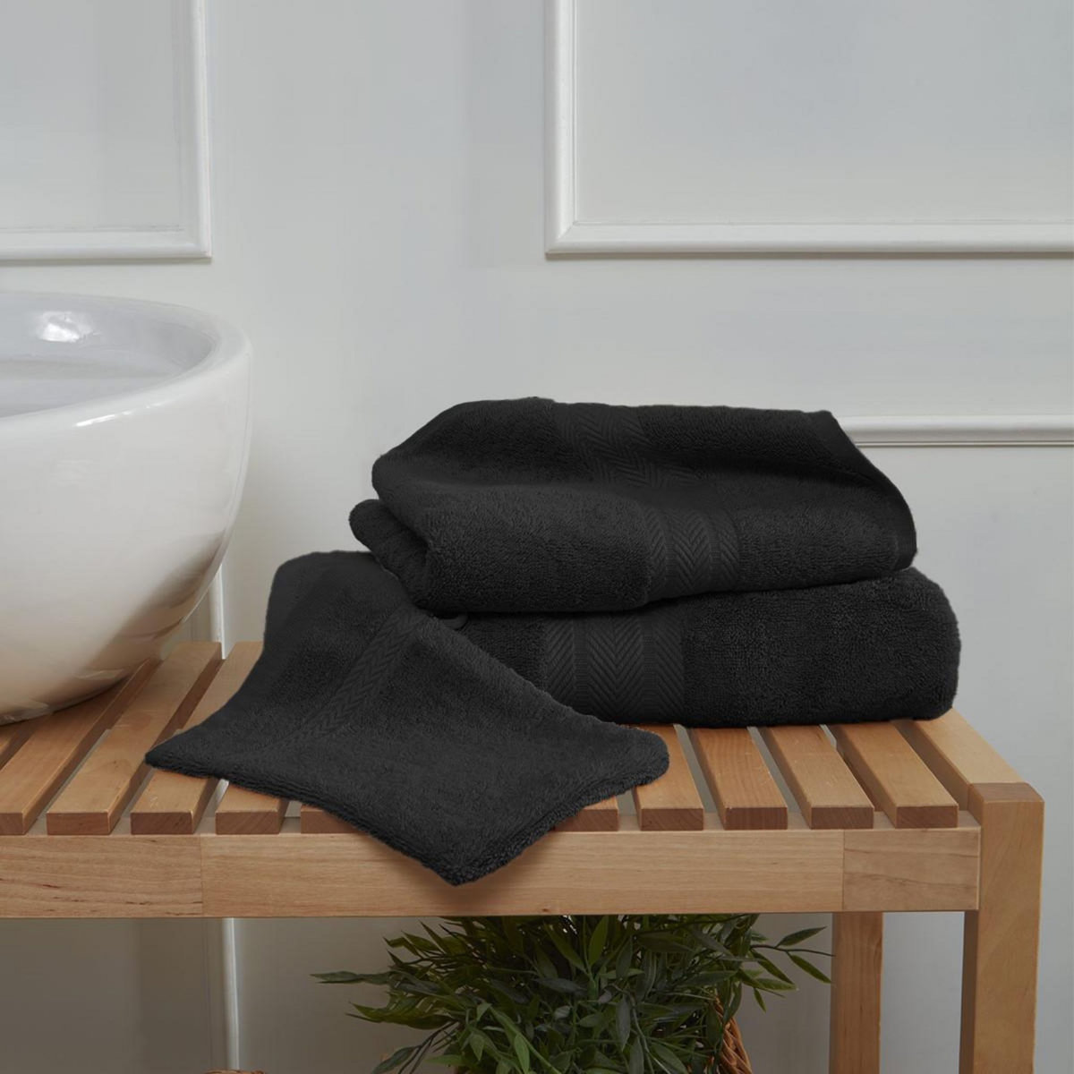 Sensei Maison Ensemble de bain 3 pièces (1 drap de bain + 1 serviette de toilette + 1 gant) LUXURY