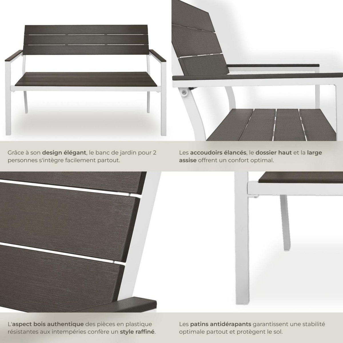 tectake Banc de jardin 2 places