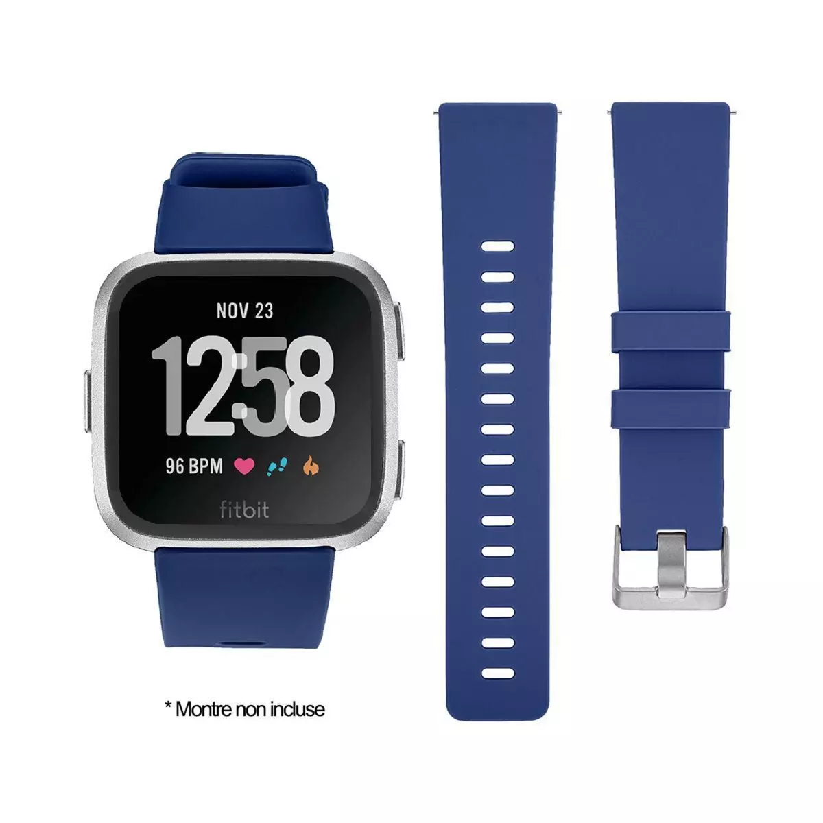 IBROZ Bracelet Fitbit Versa/Versa 2 Silicone bleu