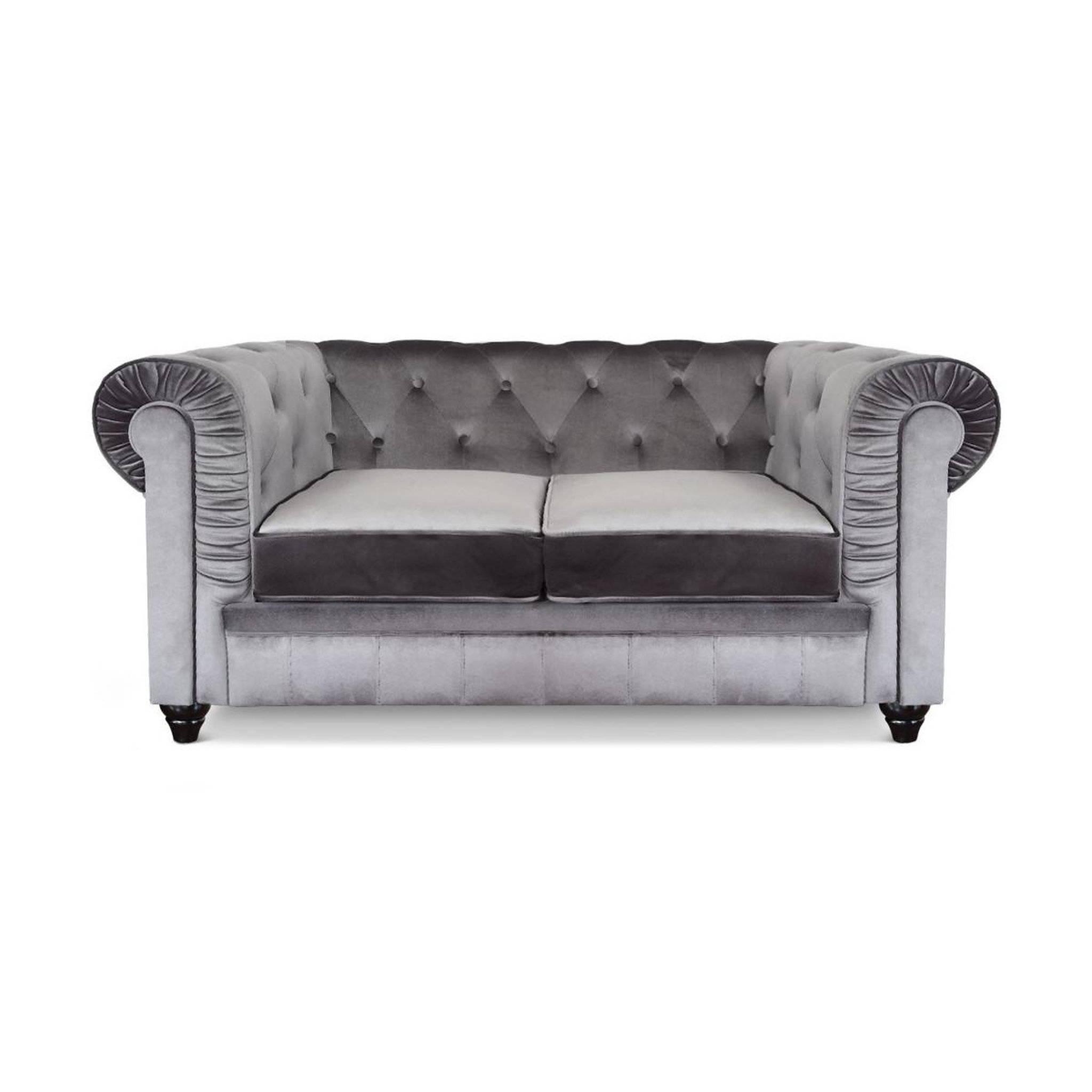 Paris Prix Canapé 2 places velours  chesterfield  158cm argent