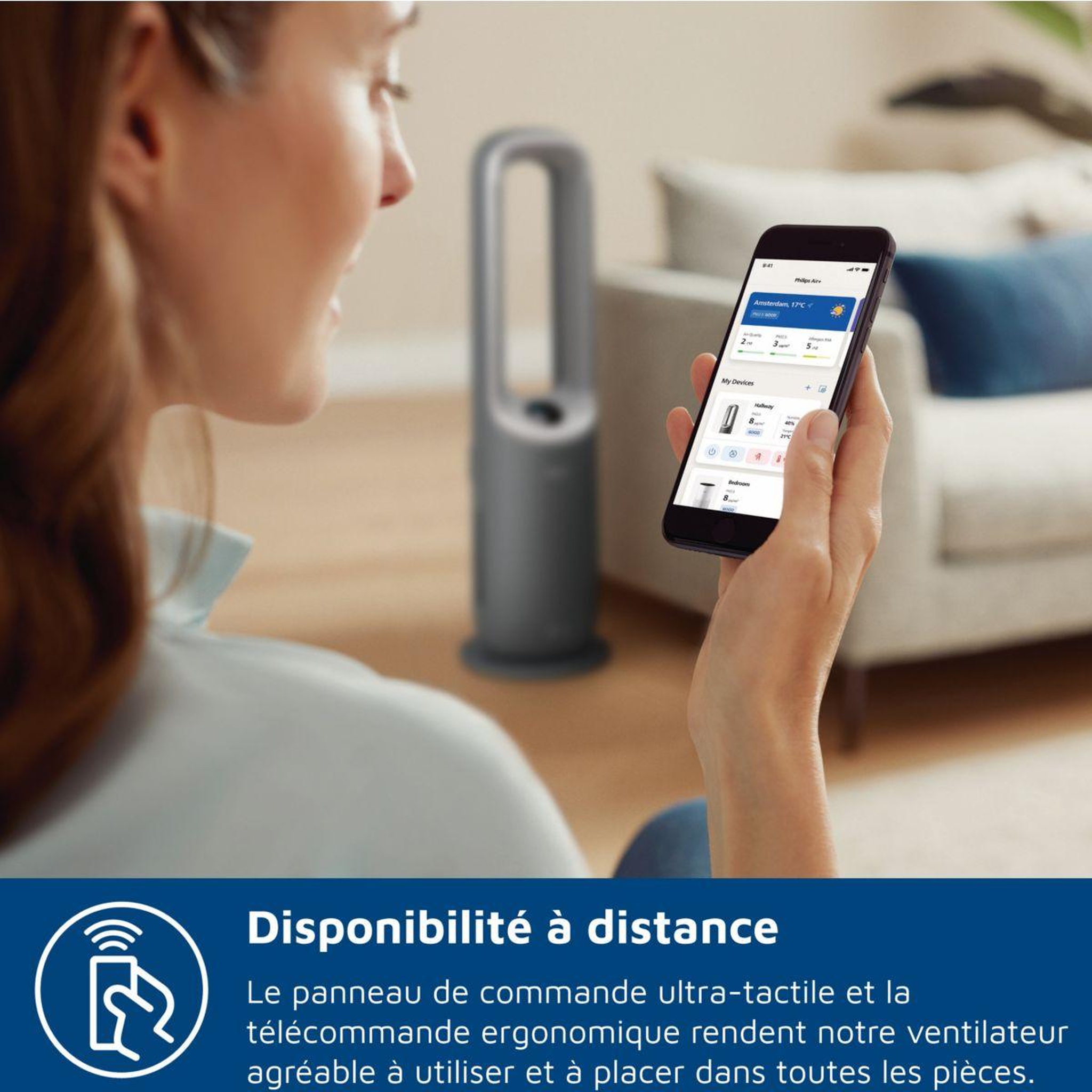 Voir la diapositive 4 : Philips Purificateur d'air, ventilateur, chauffage AMF870/15  3-en-1 Série 8000, jusqu'à 70 m², Gris