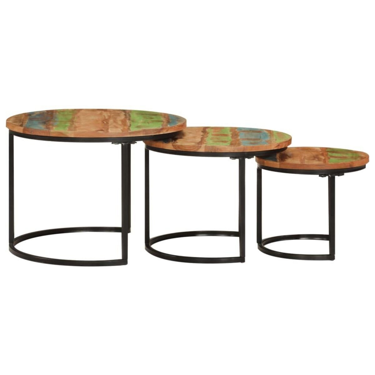 VIDAXL Tables gigognes 3 pcs bois massif de recuperation