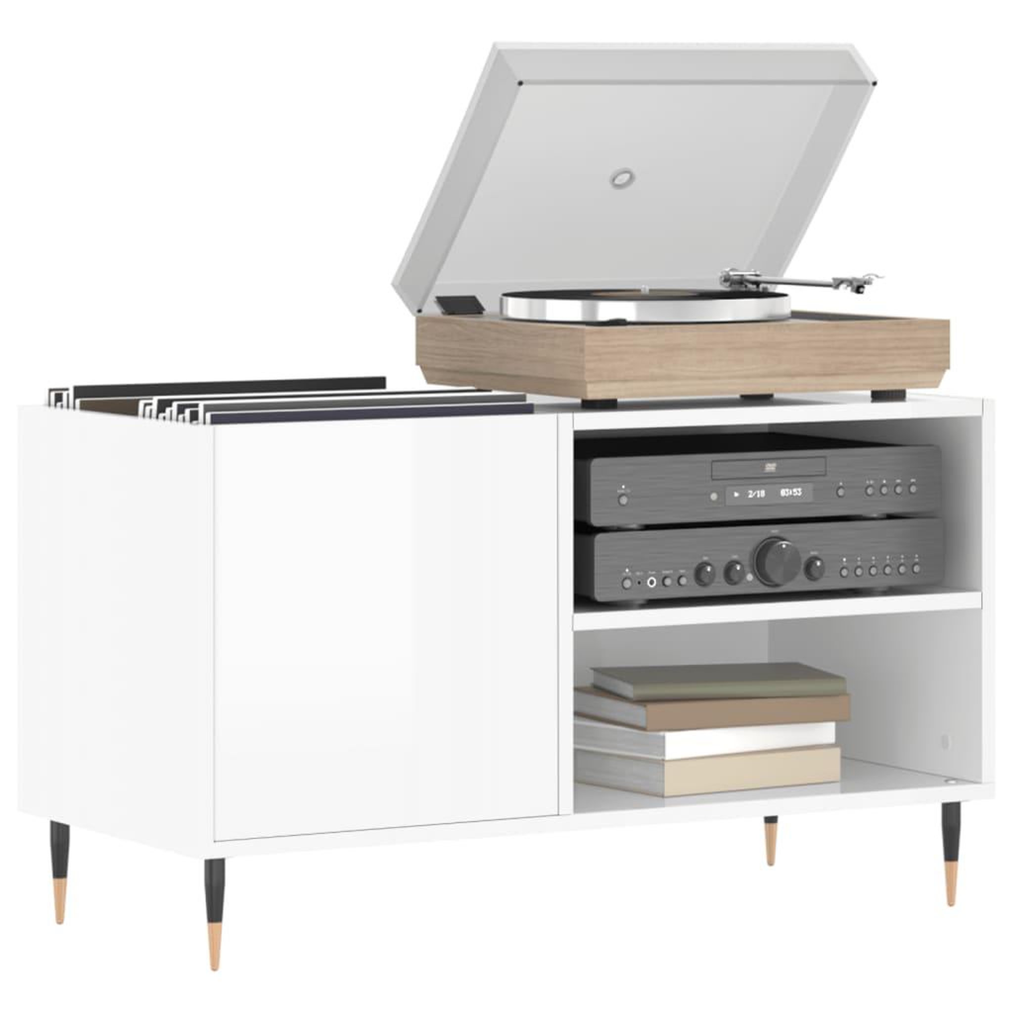 Voir la diapositive 3 : VIDAXL Armoire a disques blanc brillant 85x38x48 cm bois d'ingenierie