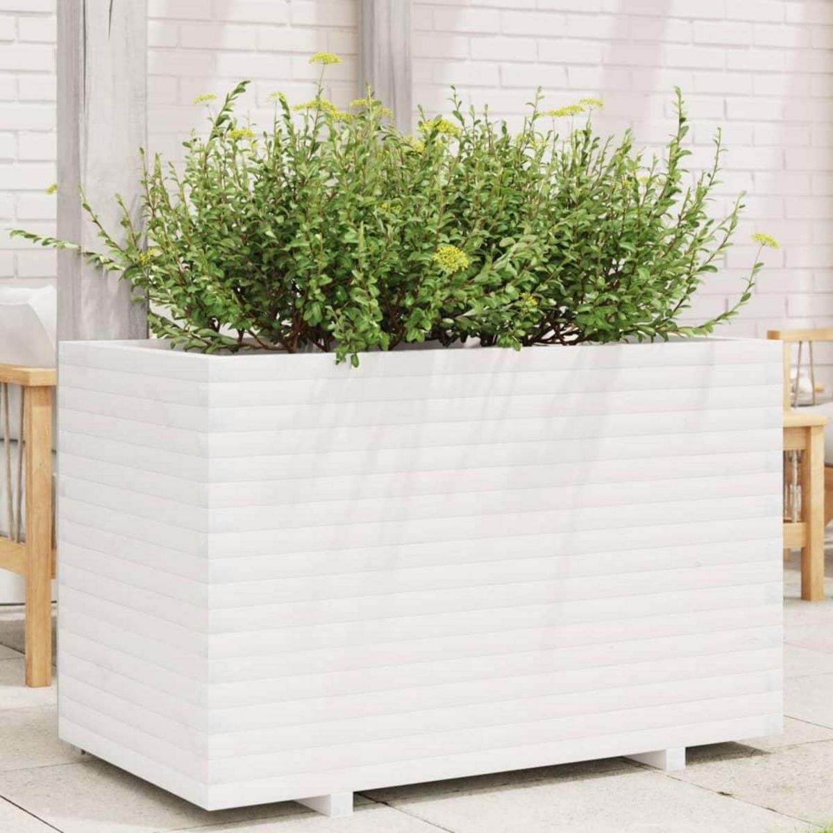 VIDAXL Jardiniere blanc 110x60x72 cm bois de pin massif