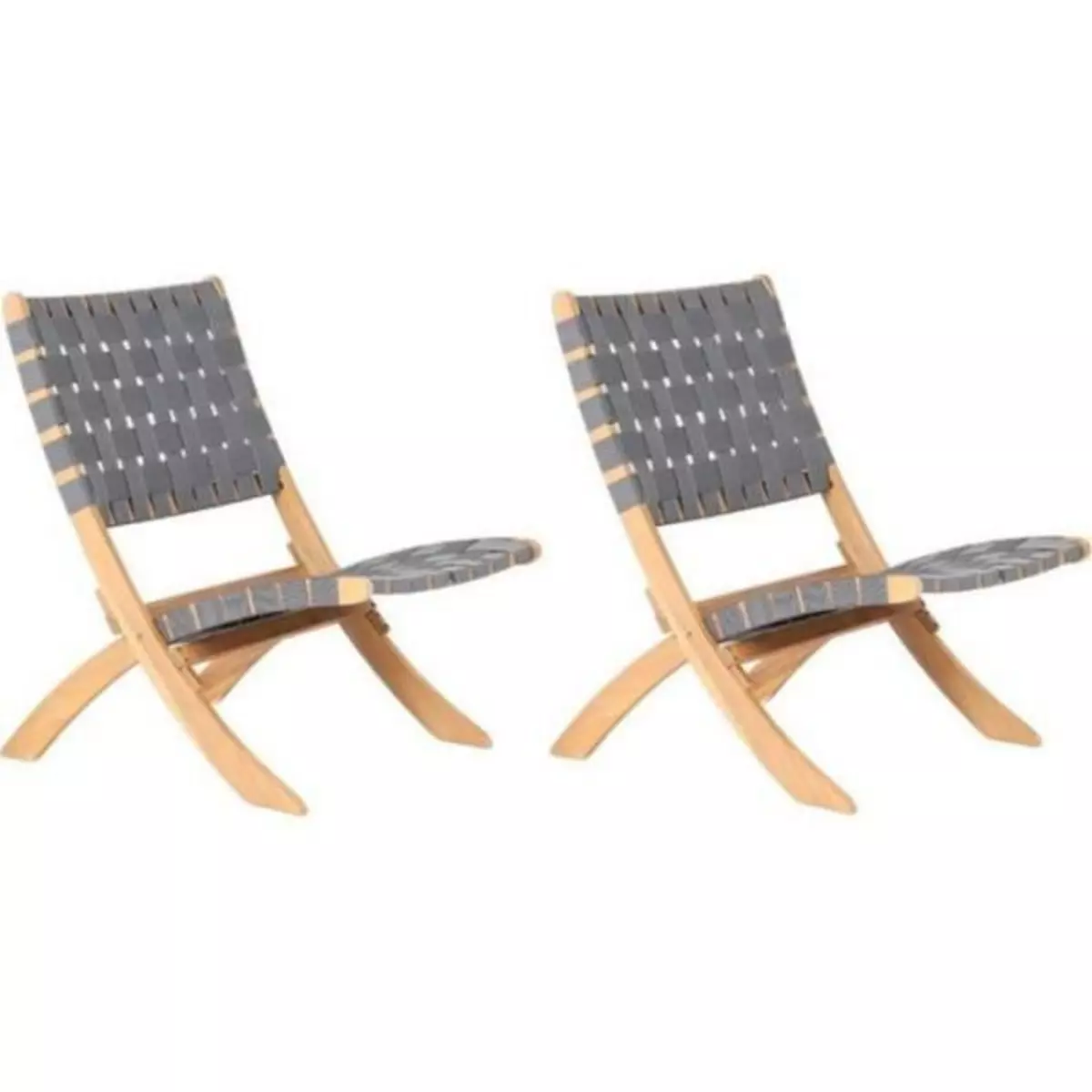 BEAU RIVAGE Lot de 2 fauteuils de jardin VERONE en bois d'acacia FSC et corde - coloris gris