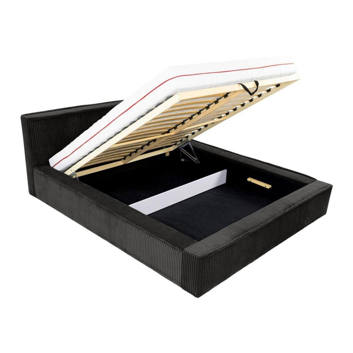 BEST MOBILIER Swan - lit coffre - 180x200 cm - sommier inclus - en velours côtelé grosses côtes