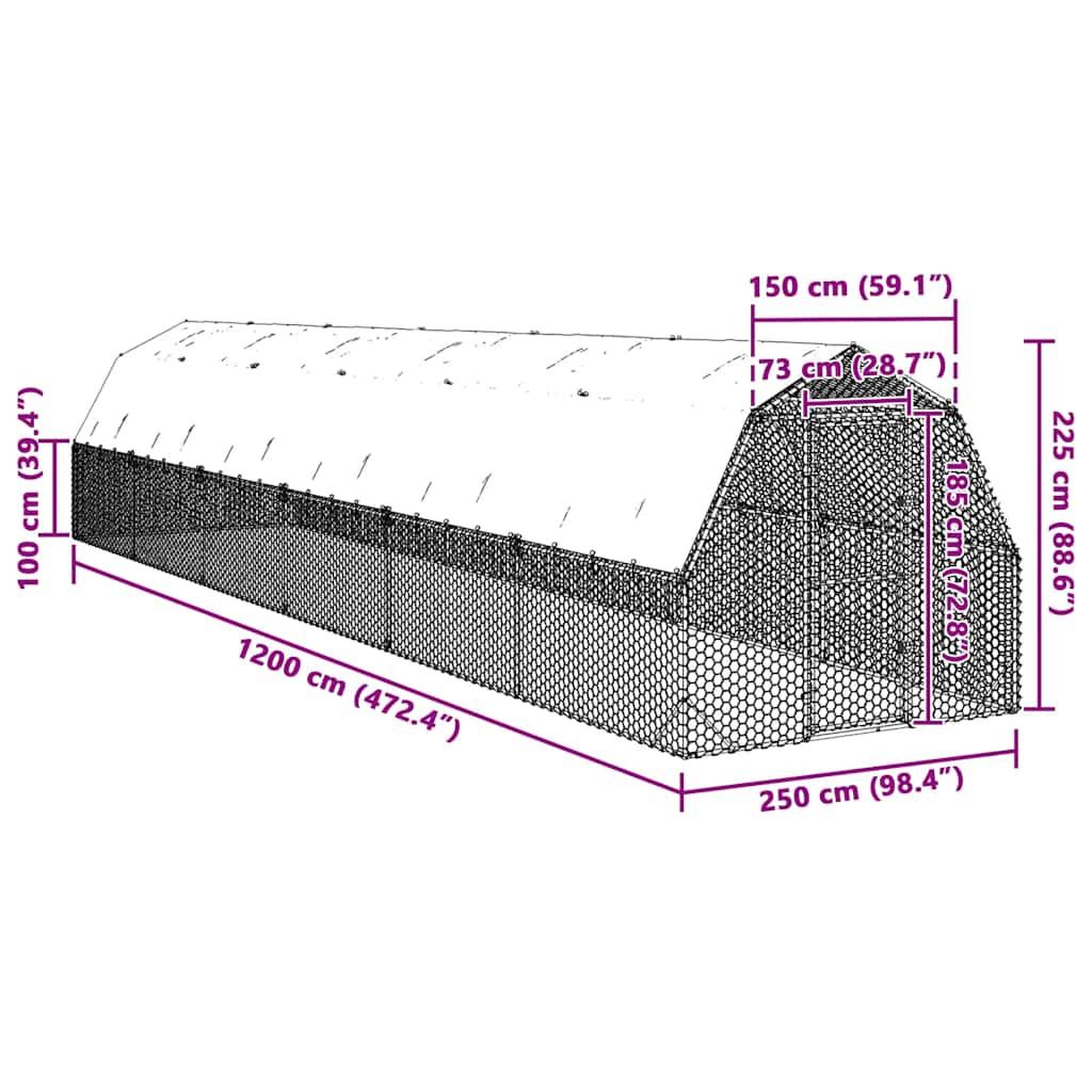 Voir la diapositive 6 : VIDAXL Poulailler avec toit 2,5x12x2,25 m acier galvanise