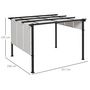 Voir la diapositive 3 : OUTSUNNY Pergola 3 toiles coulissantes - dim. 3,57L x 2,96l x 2,35H m - acier époxy noir polyester haute densité gris