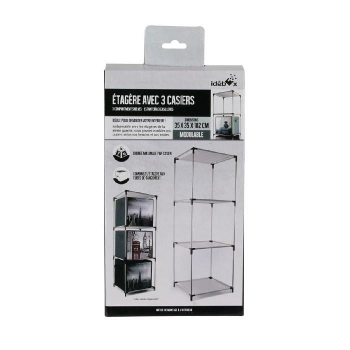 Paris Prix Étagère Design 3 Casiers  Mondo  102cm Gris