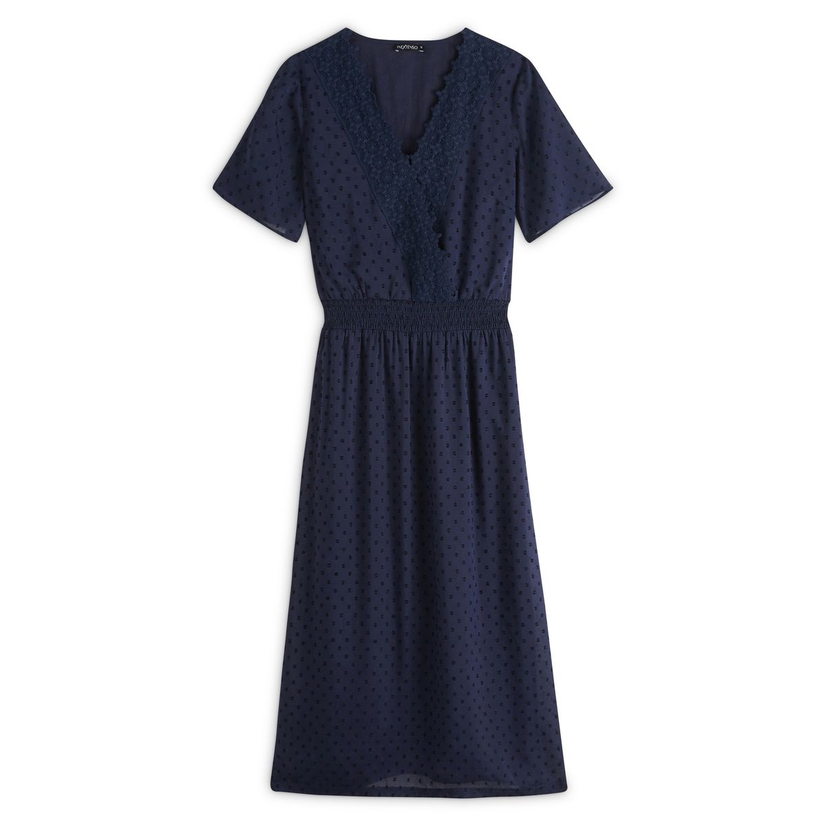 IN EXTENSO Robe manches courtes cache c&oelig;ur marine femme