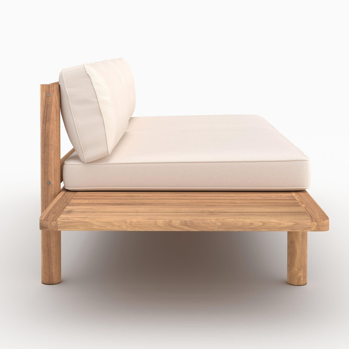 Rendez vous déco Canapé de jardin en teck massif et coussin blanc 2 places-Nadila
