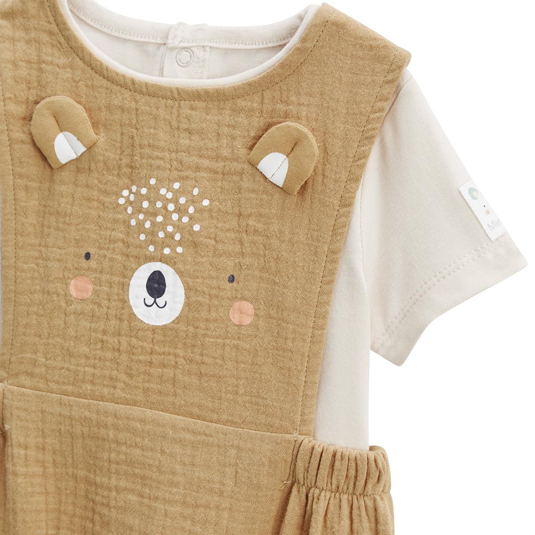Voir la diapositive 3 : Petit Béguin Ensemble barboteuse bloomer bébé en gaze de coton et t-shirt mini rêve