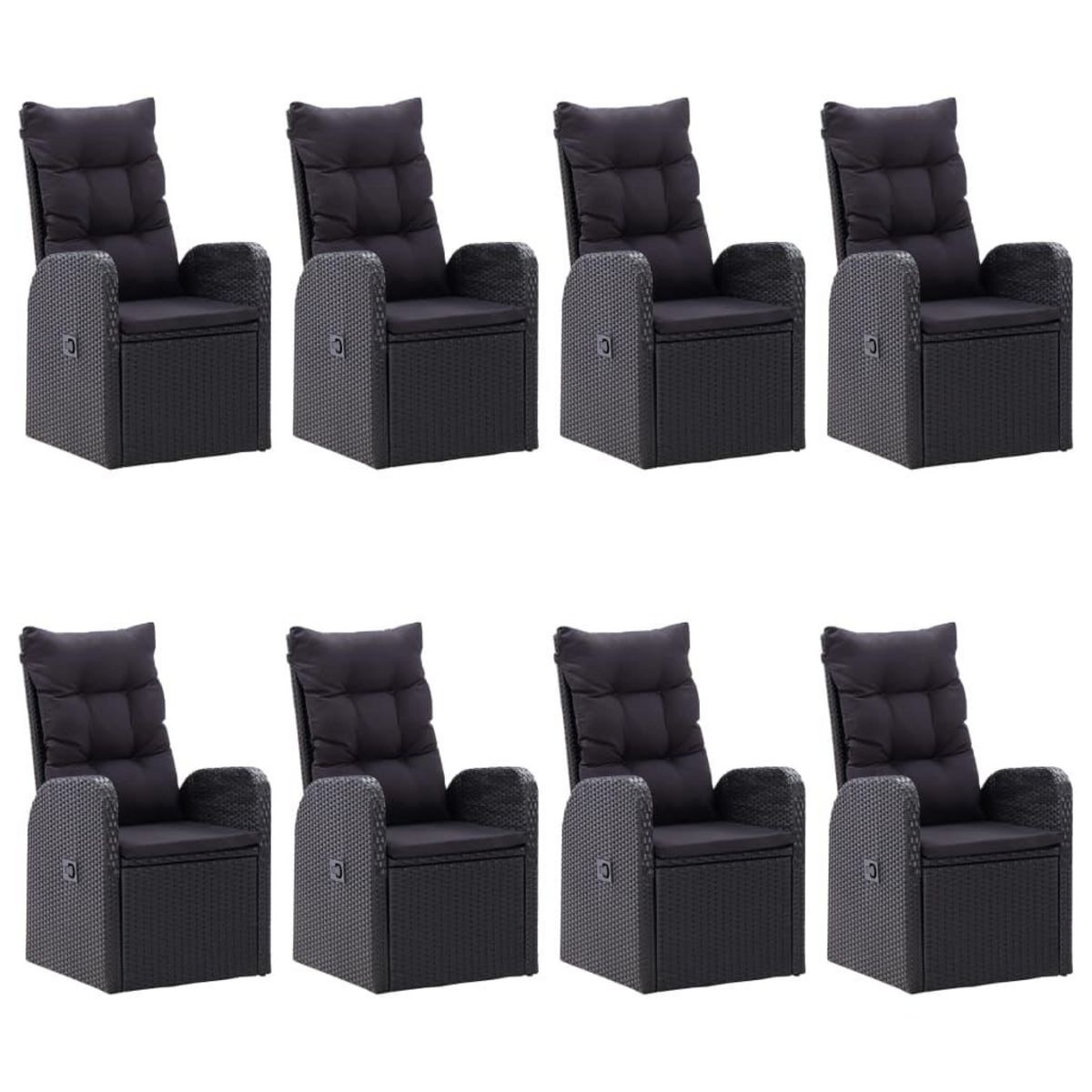 VIDAXL Ensemble a manger de jardin 9 pcs Noir