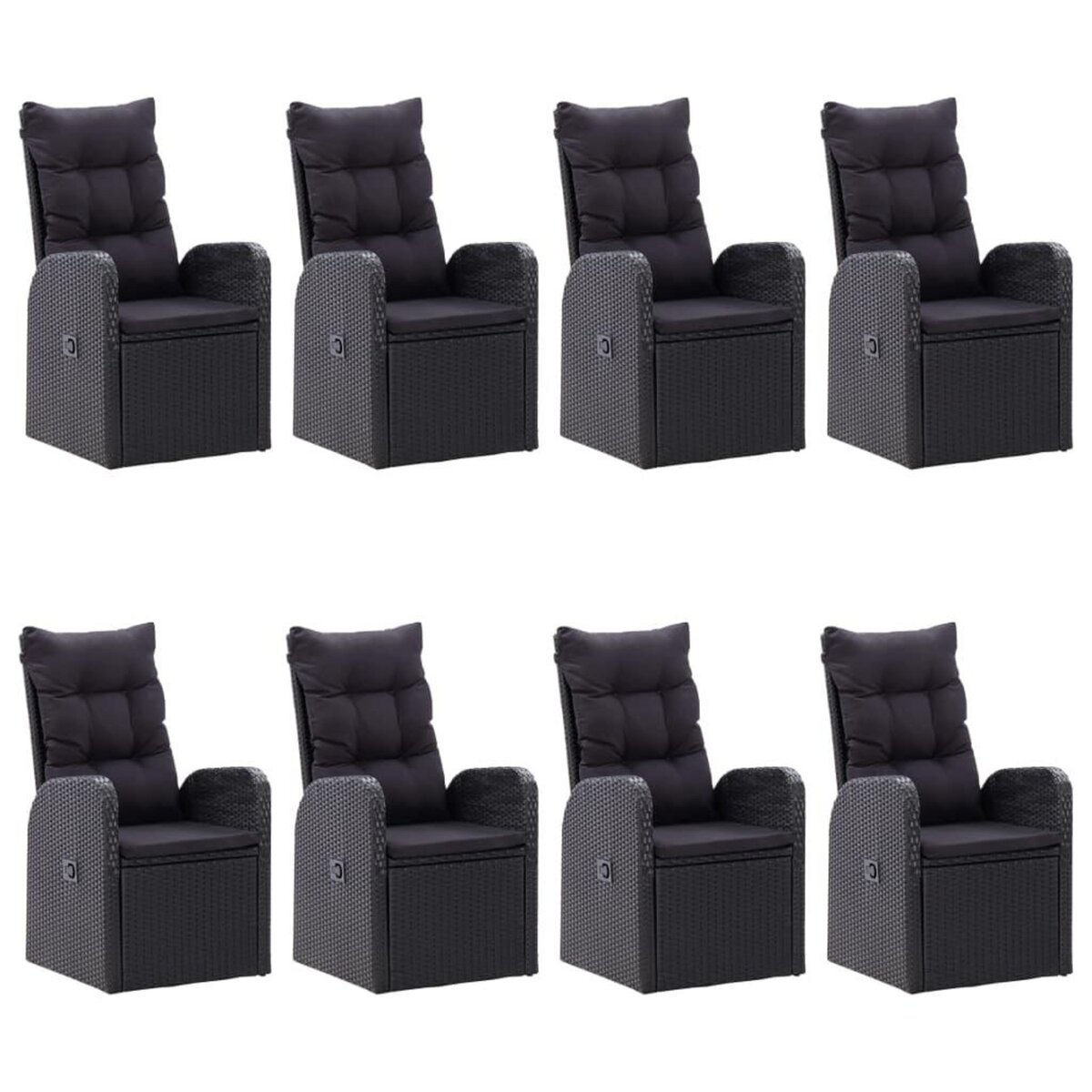 VIDAXL Ensemble a manger de jardin 9 pcs Noir