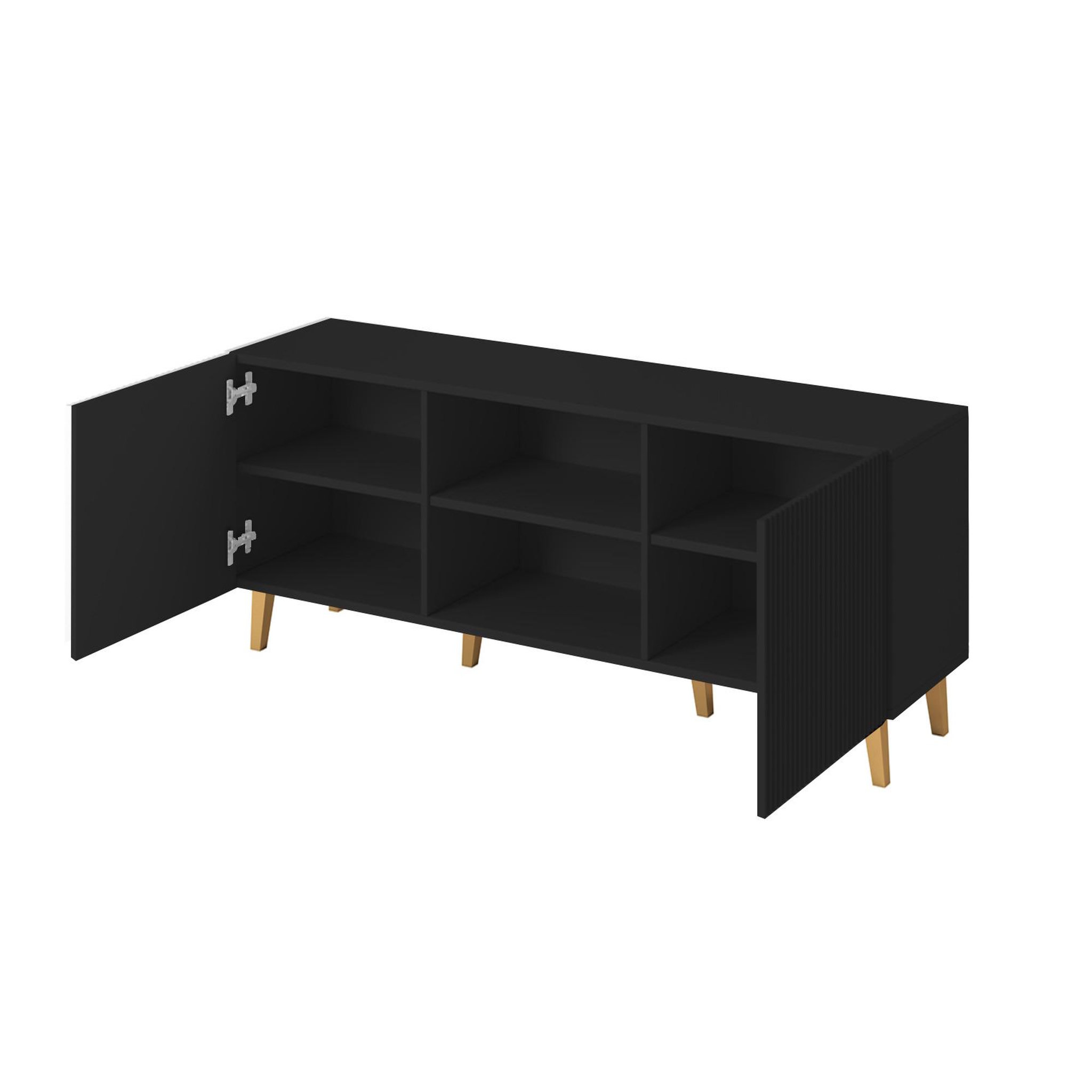 Voir la diapositive 4 : BEST MOBILIER Sanna - meuble tv - 2 portes et 2 niches - 150 cm