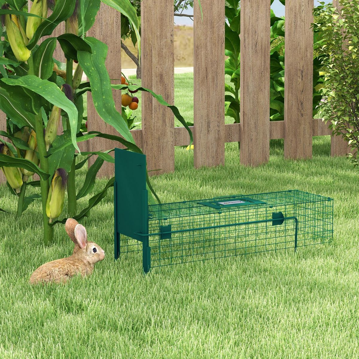 OUTSUNNY Piège de capture pour petits animaux type lapin rat - entrée, poignée - dim. 80L x 25l x 30H cm - acier vert