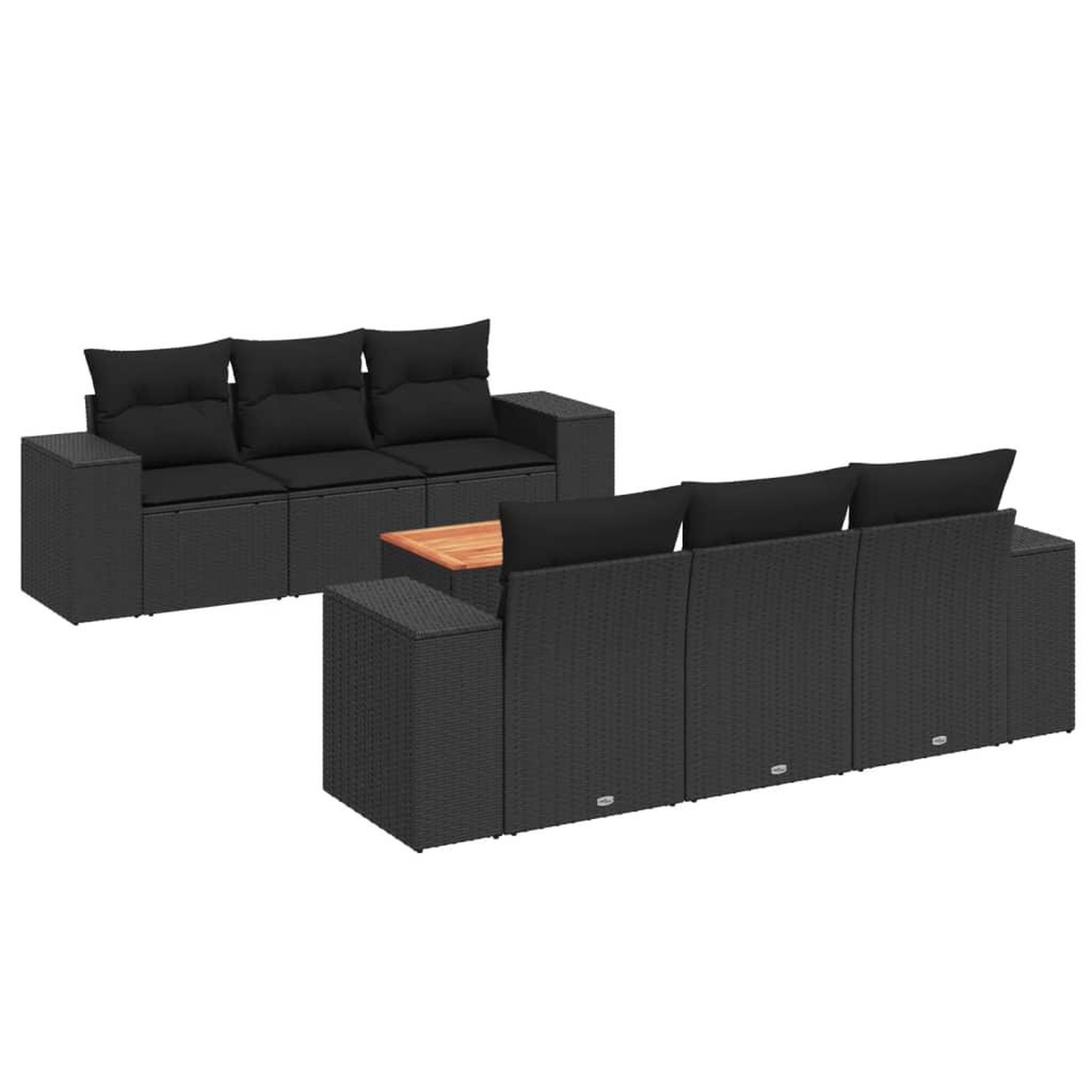 Voir la diapositive 2 : VIDAXL Salon de jardin 7 pcs avec coussins noir resine tressee
