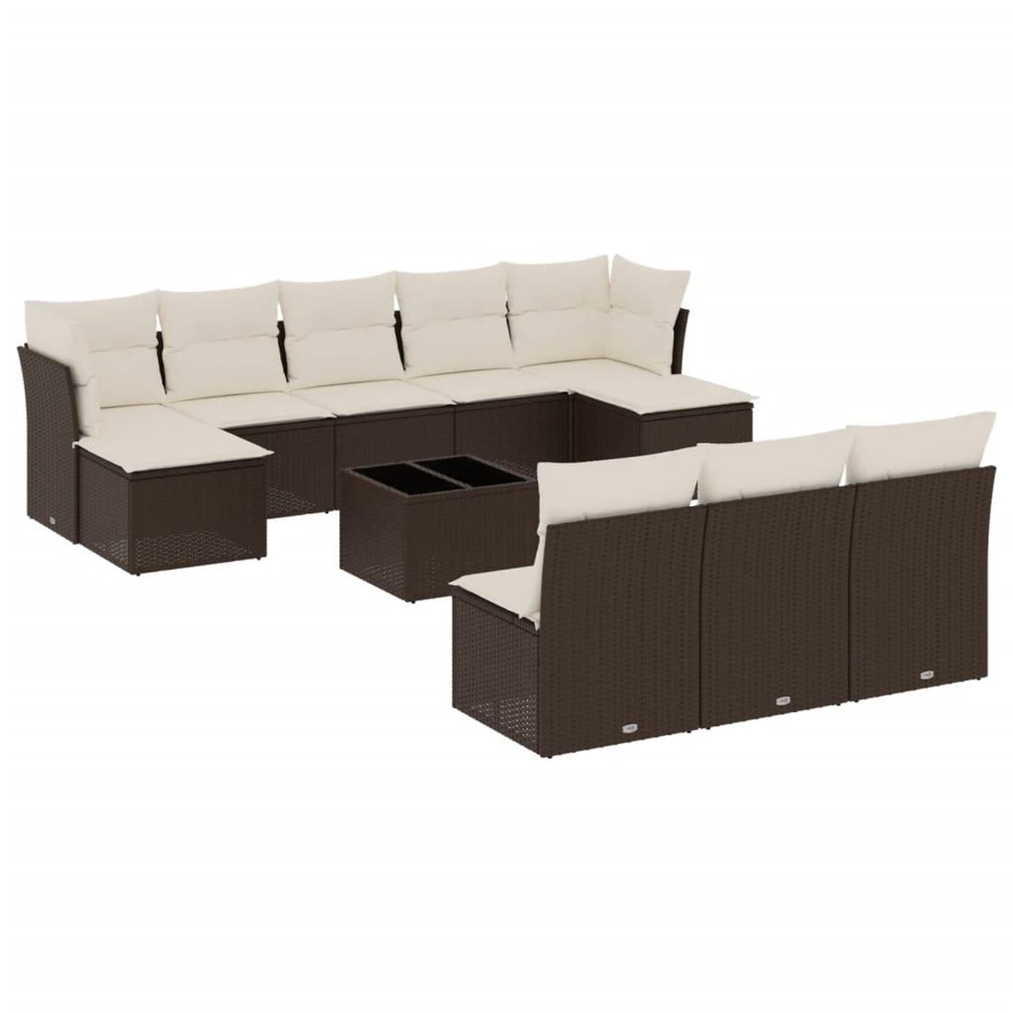 Voir la diapositive 2 : VIDAXL Salon de jardin et coussins 11 pcs marron resine tressee