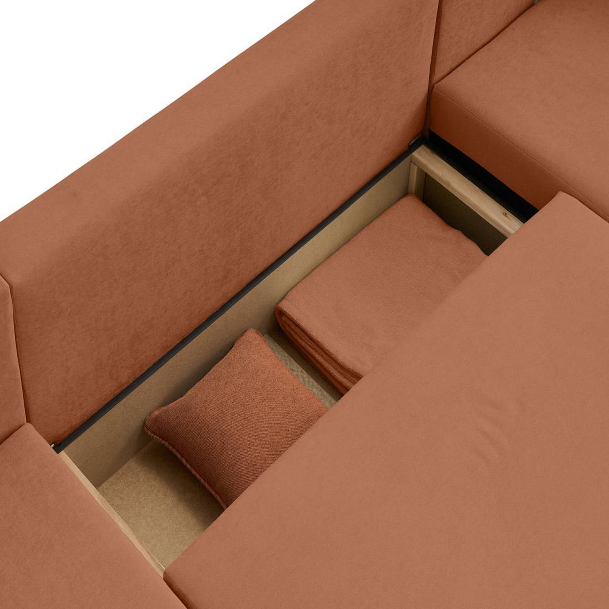 Voir la diapositive 4 : BEST MOBILIER Topaze - canapé panoramique - 7 places - convertible avec coffre - en tissu