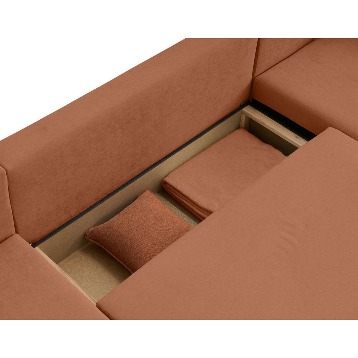 BEST MOBILIER Topaze - canapé panoramique - 7 places - convertible avec coffre - en tissu