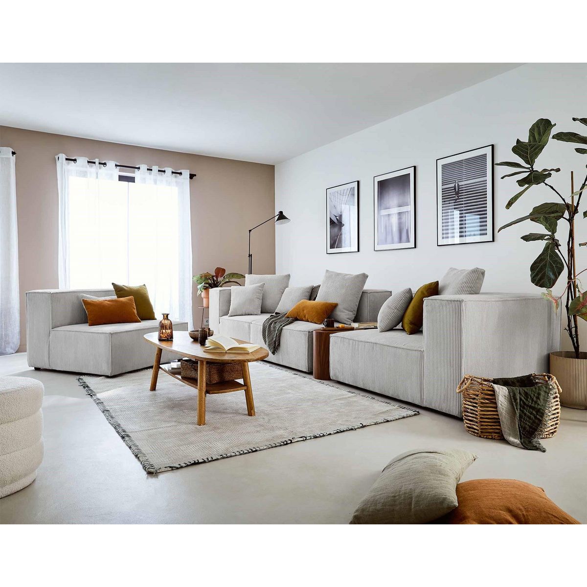 LISA DESIGN Colombine - canapé modulable d'angle gauche - 6 places - en velours côtelé