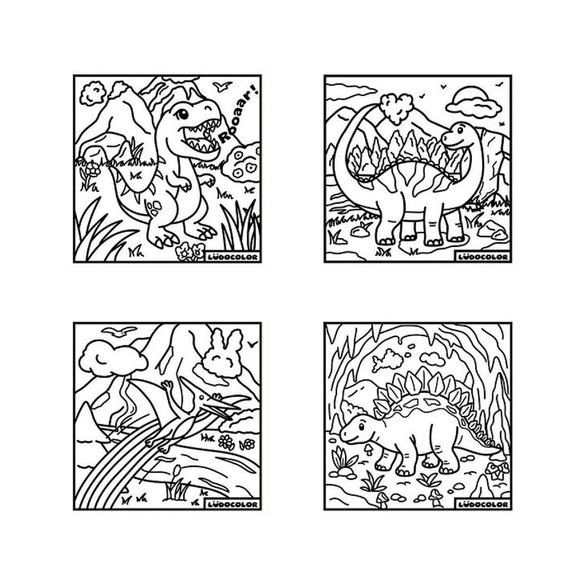 Voir la diapositive 3 : LUDOCOLOR Lot de 4 coloriages velours dinosaures