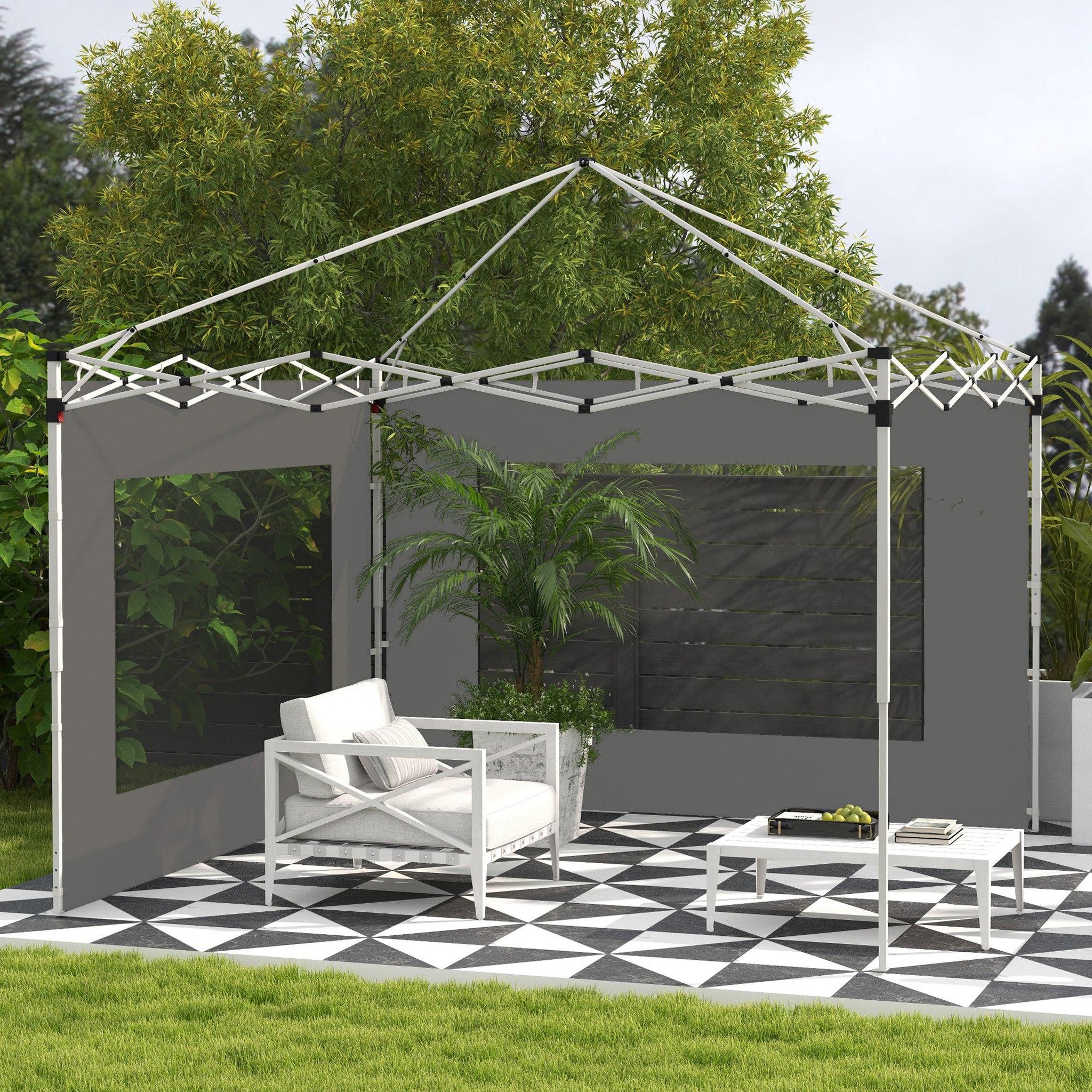 Voir la diapositive 2 : OUTSUNNY Lot de 2 panneaux latéraux barnum tonnelle 6x3 m ou 3x3 m oxford gris
