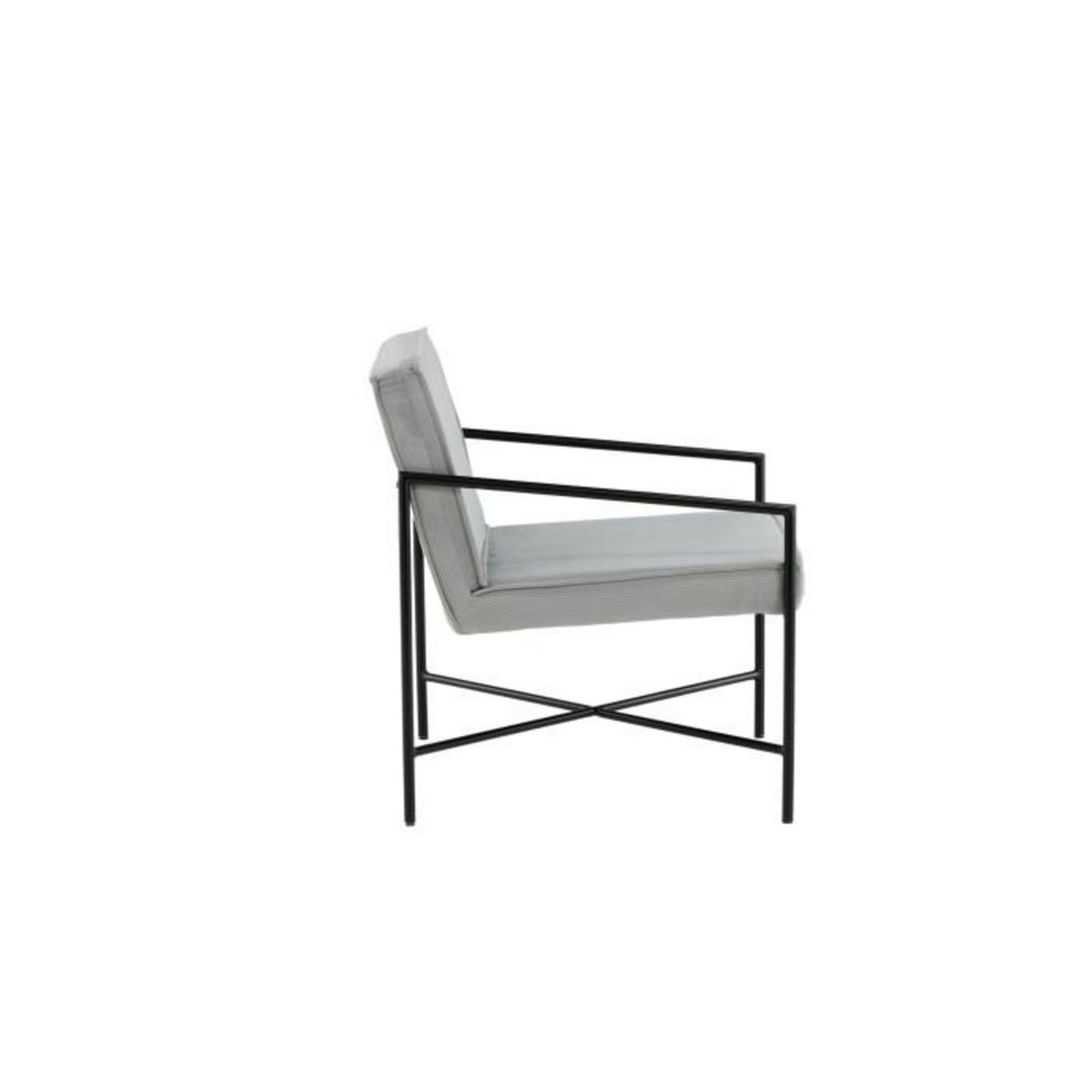 Paris Prix Fauteuil Design Velours Côtelé  Rakel  78cm Gris