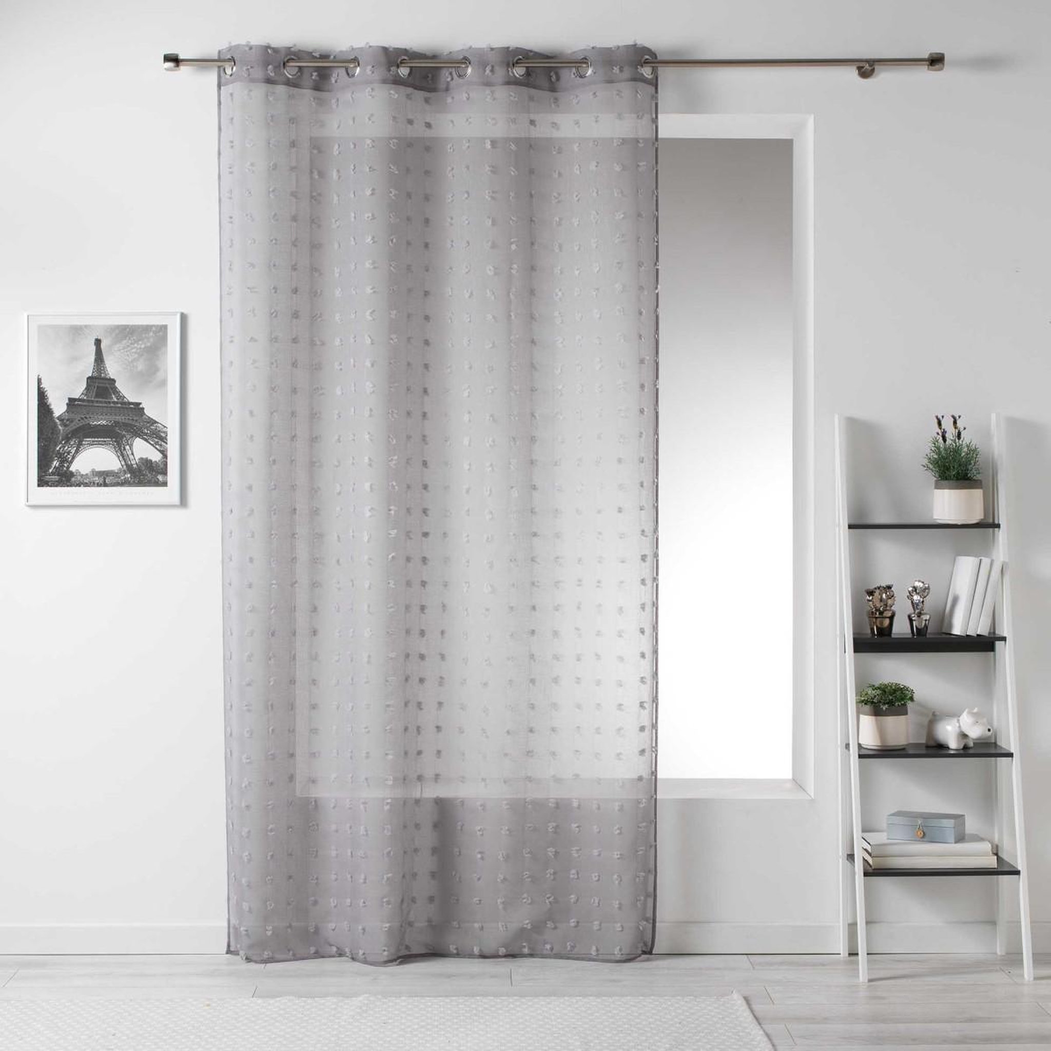 Douceur d'Intérieur Voilage à pompons  pomponi  140x240cm gris