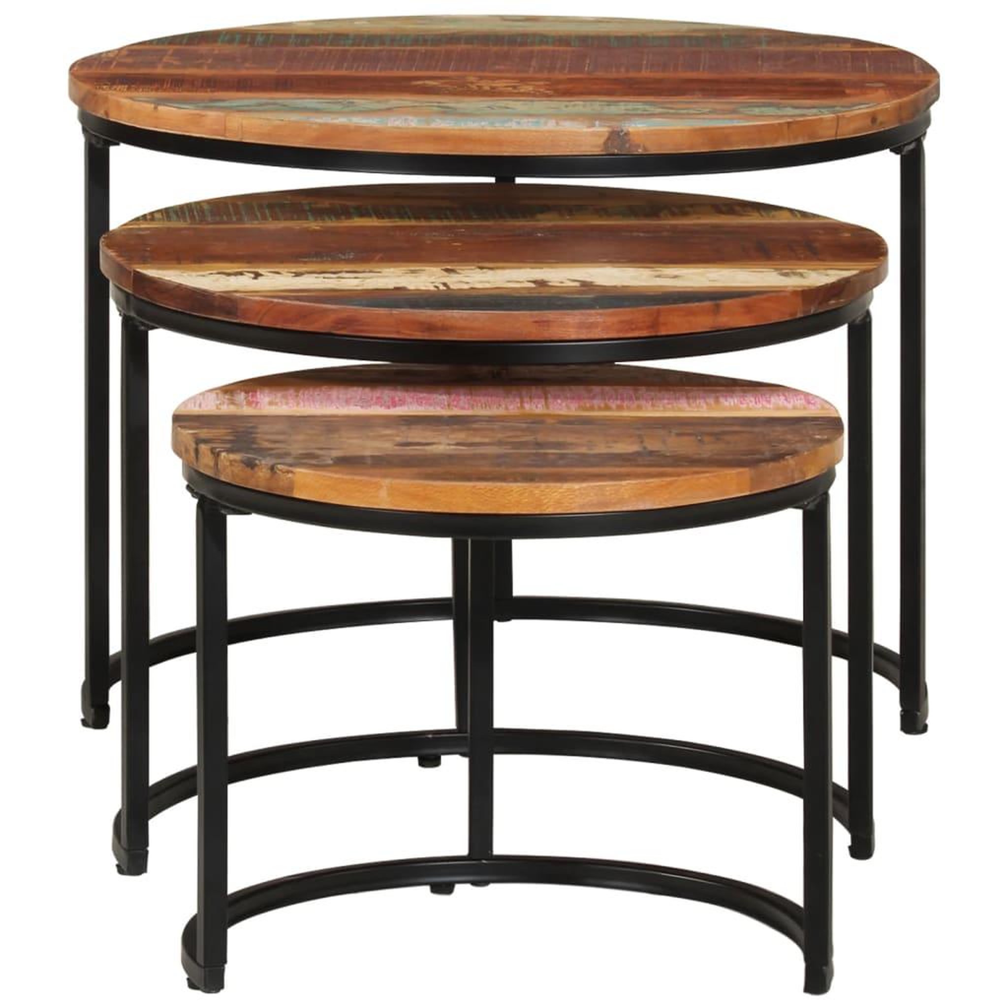 Voir la diapositive 2 : VIDAXL Tables gigognes 3 pcs Bois de recuperation massif