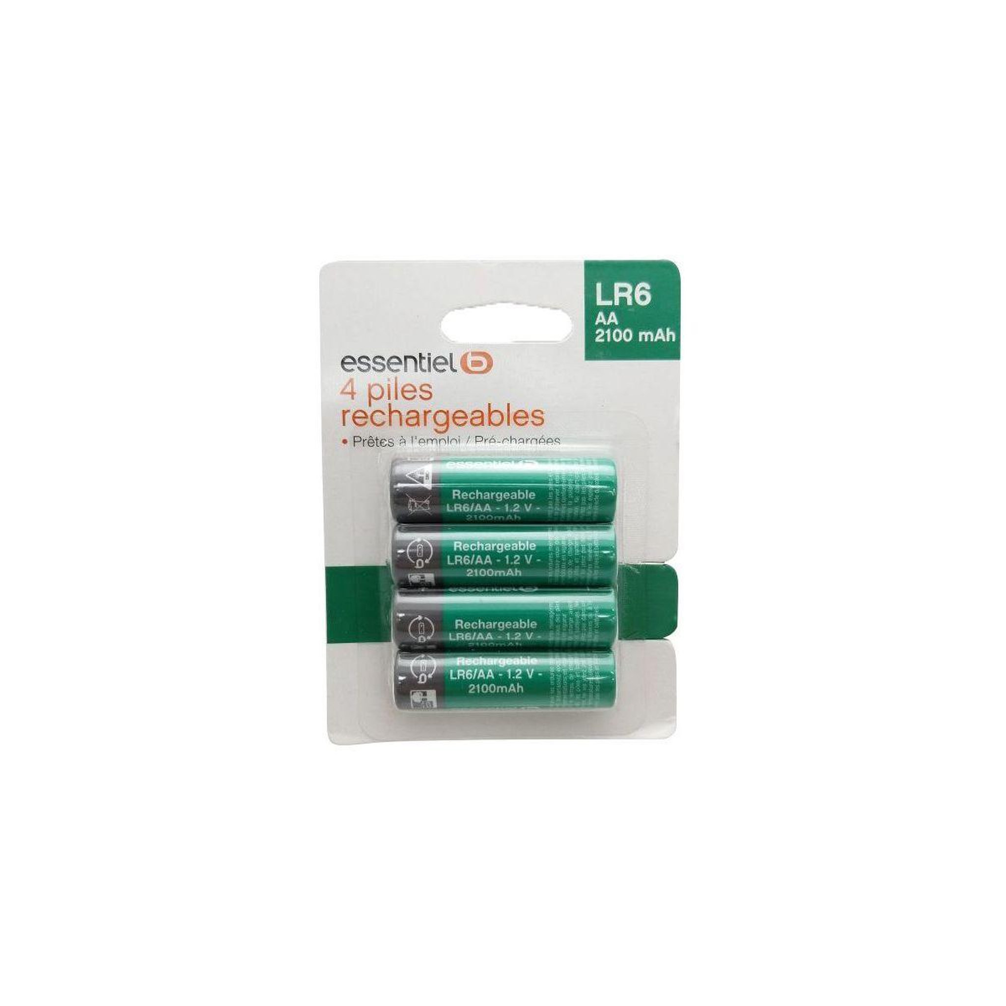 Voir la diapositive 4 : ESSENTIEL B Pile rechargeable lr06 aa lot 4 piles 2100mah